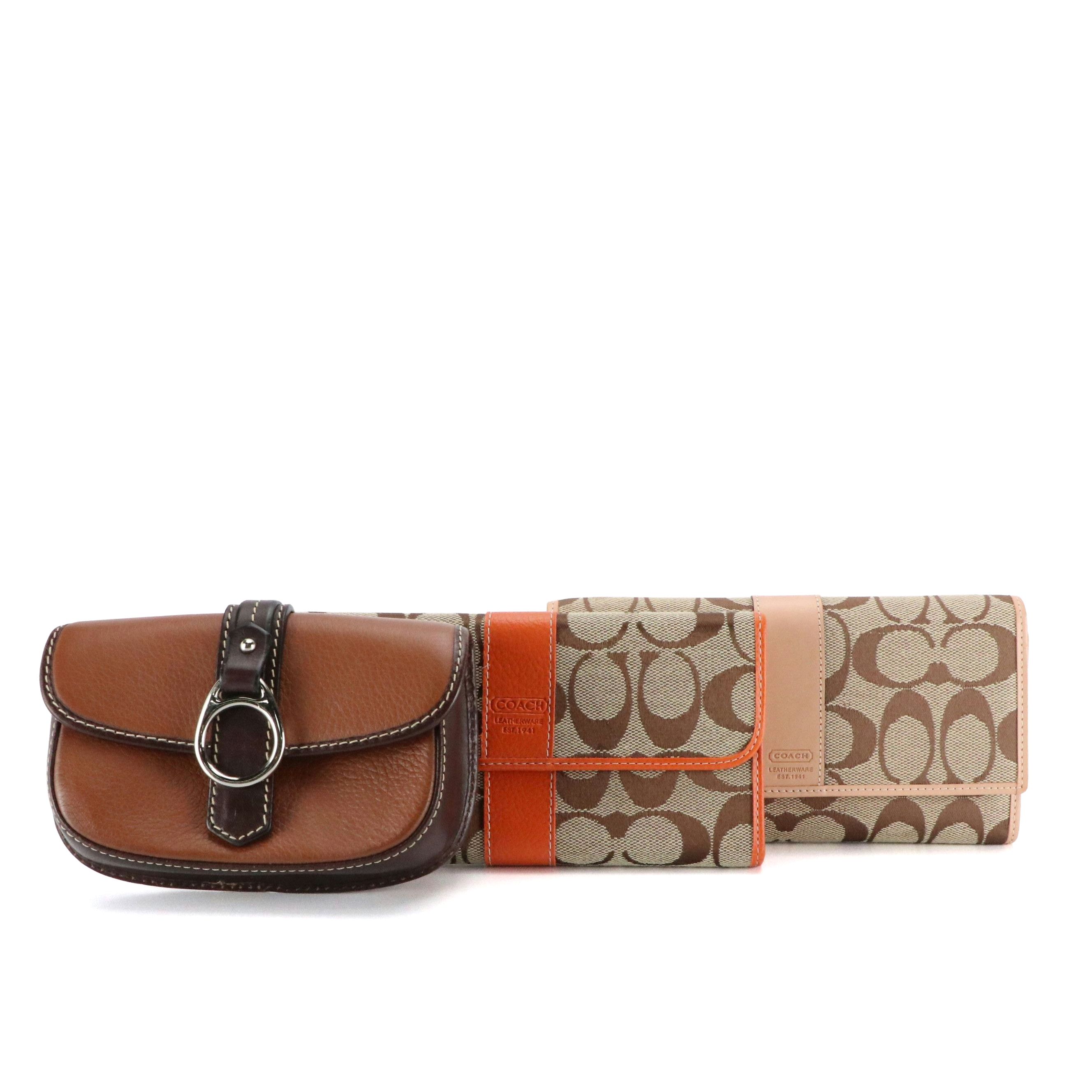 Dooney & Bourke Flap Wristlet with Coach Signature Stripe Clutch Wallets