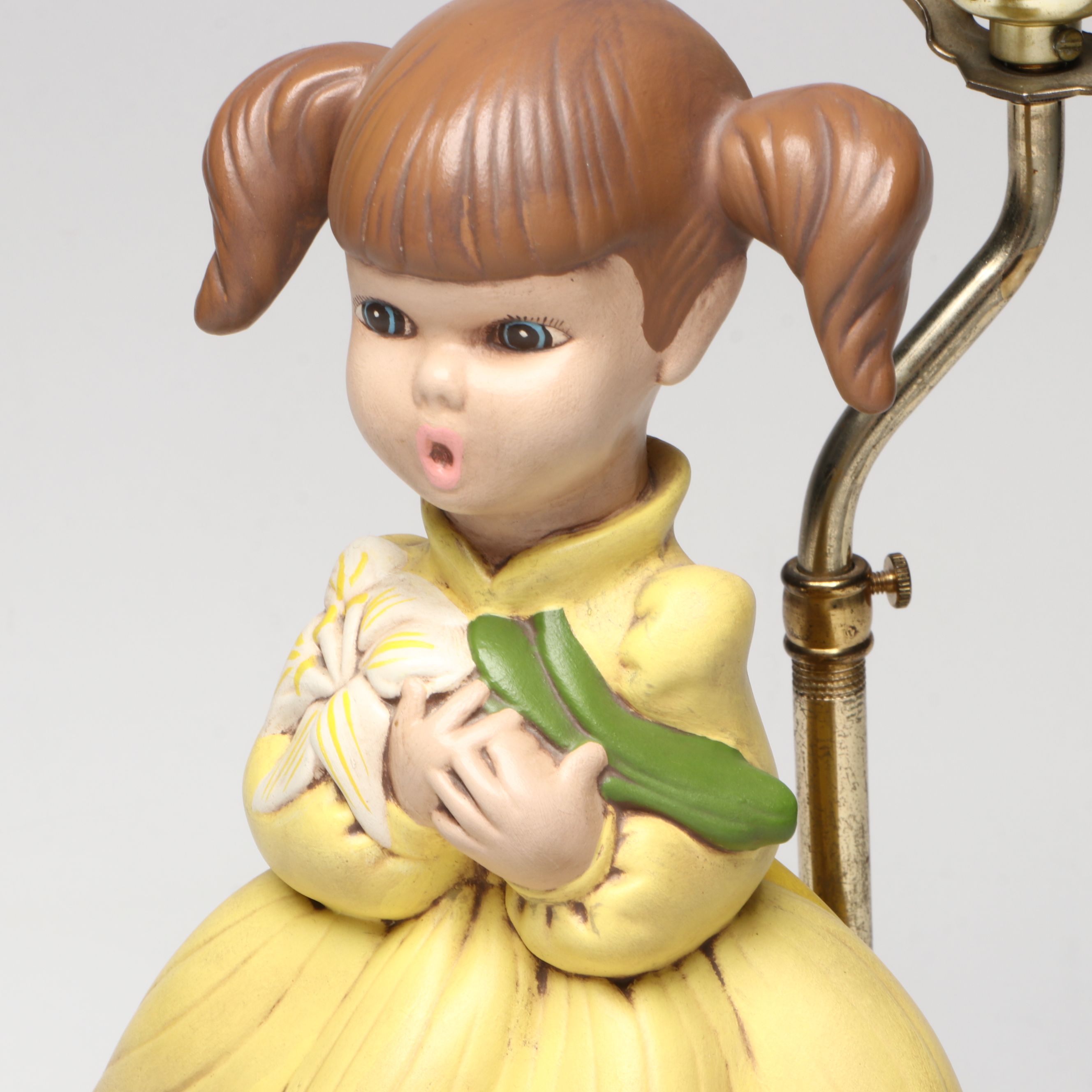 Holland Mold Hand-Painted Daffodil Girl Lamp, 1970s