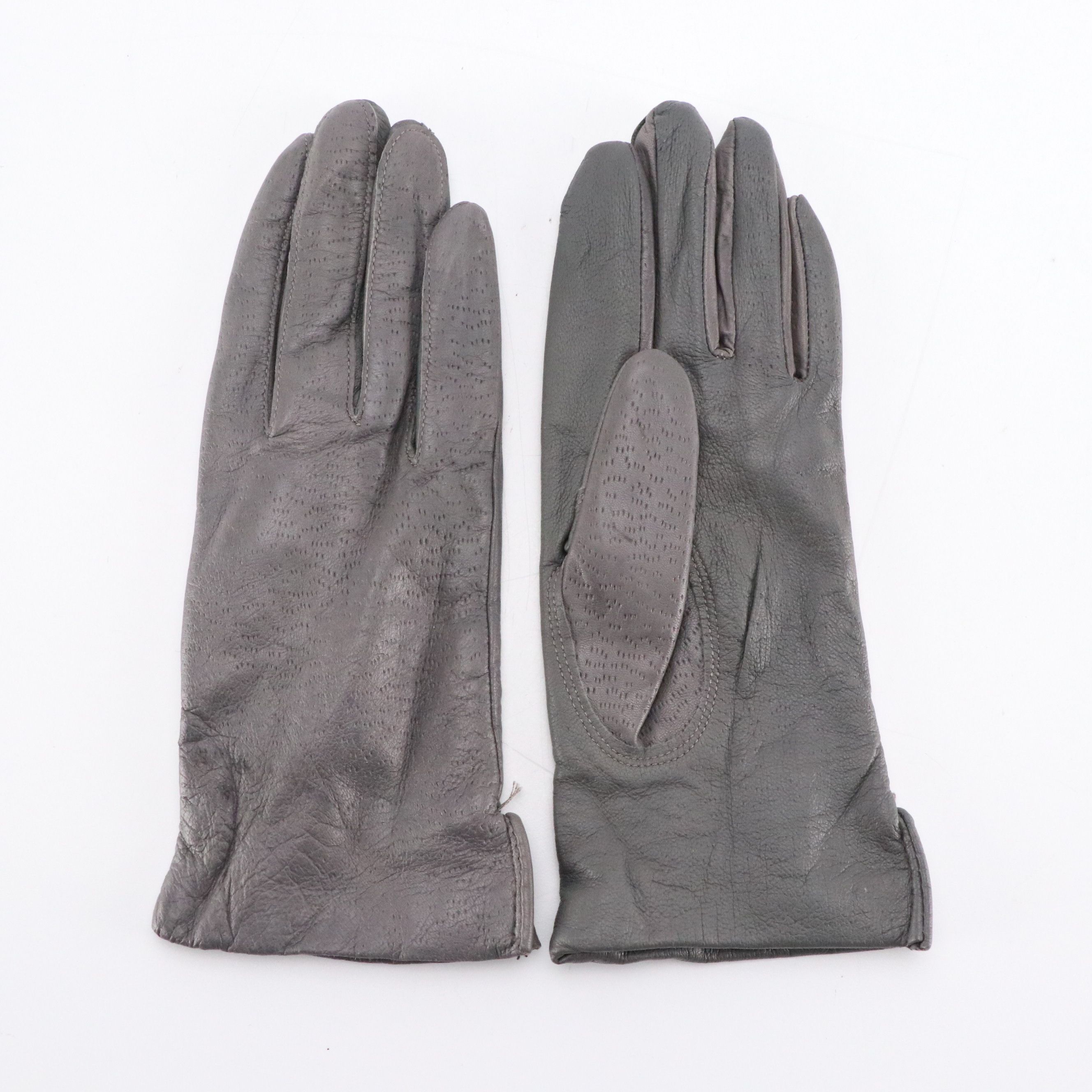 Van Raalte Grey Leather Gloves with Cashmink and Other Acrylic Fringe Scarves