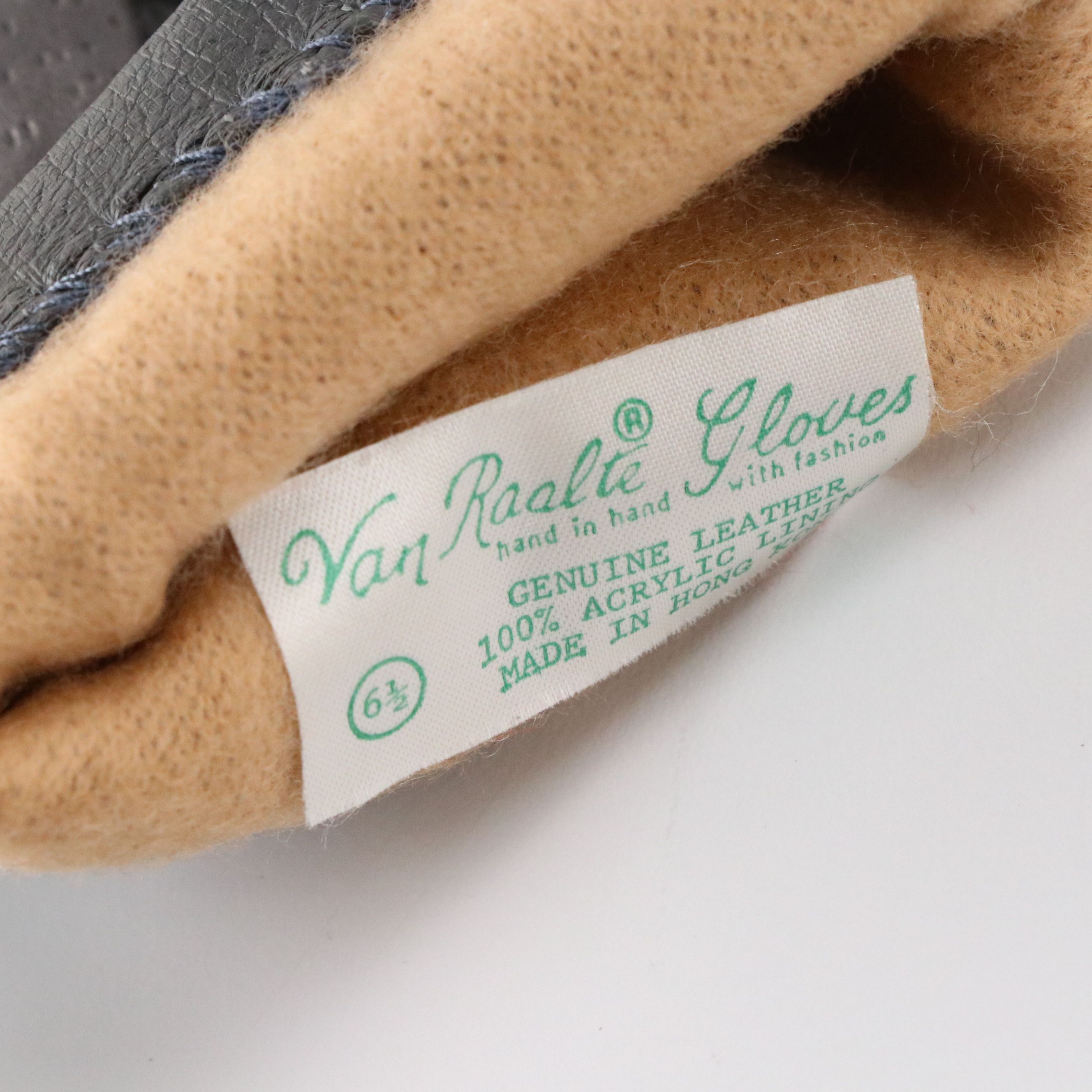 Van Raalte Grey Leather Gloves with Cashmink and Other Acrylic Fringe Scarves