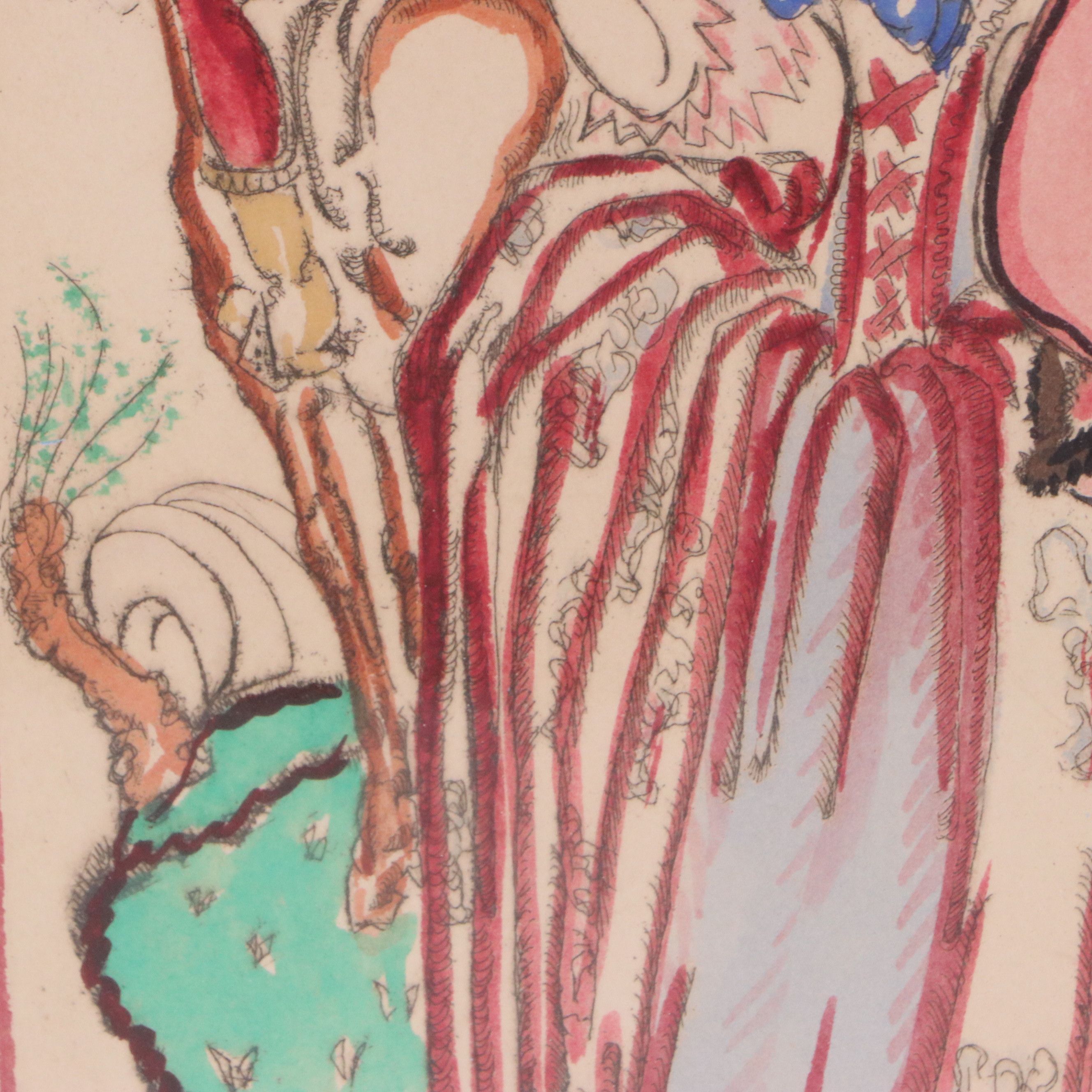 Gyula Batthyány Lithograph "Setalo Unasagad 1789," Late 19th to Early 20th C.