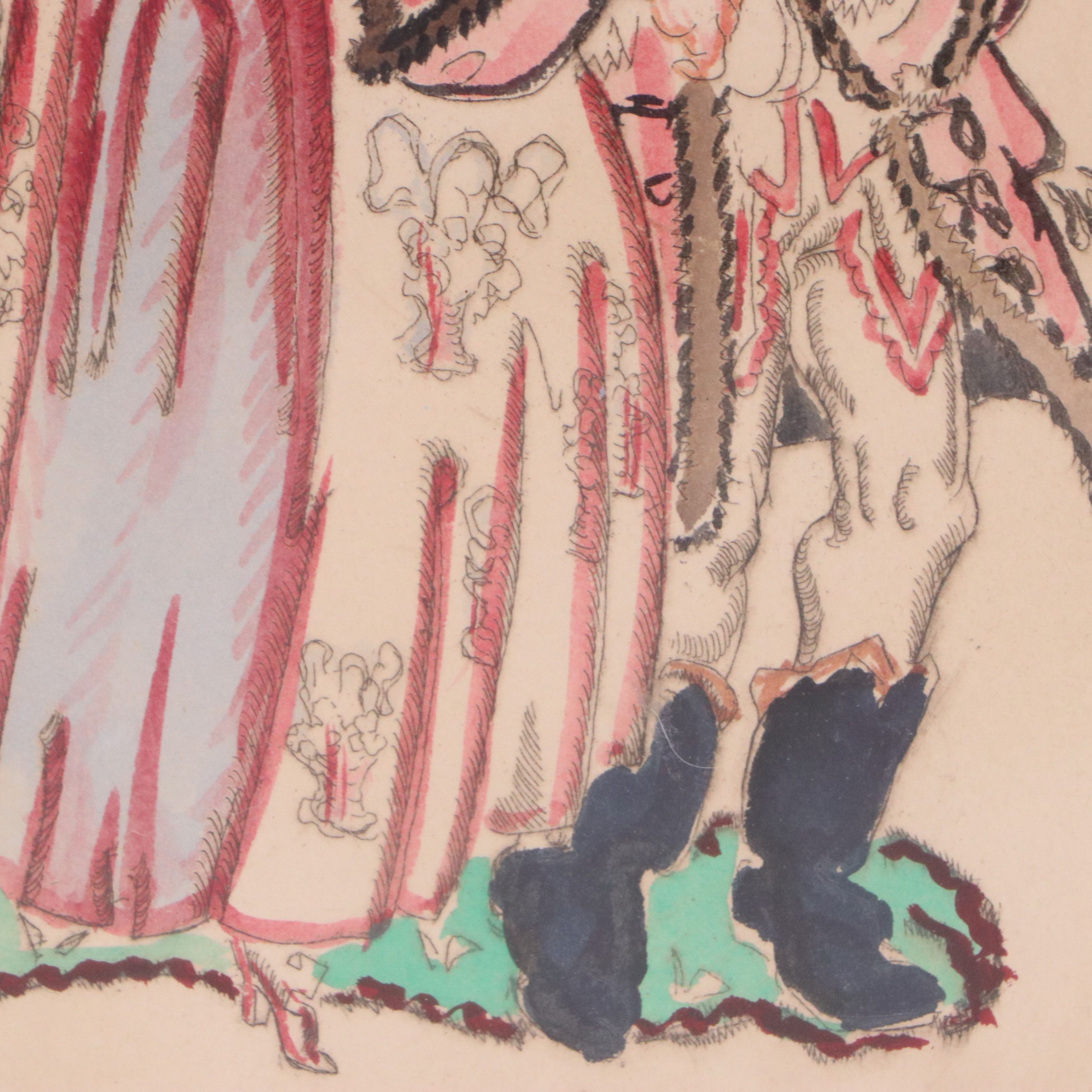 Gyula Batthyány Lithograph "Setalo Unasagad 1789," Late 19th to Early 20th C.