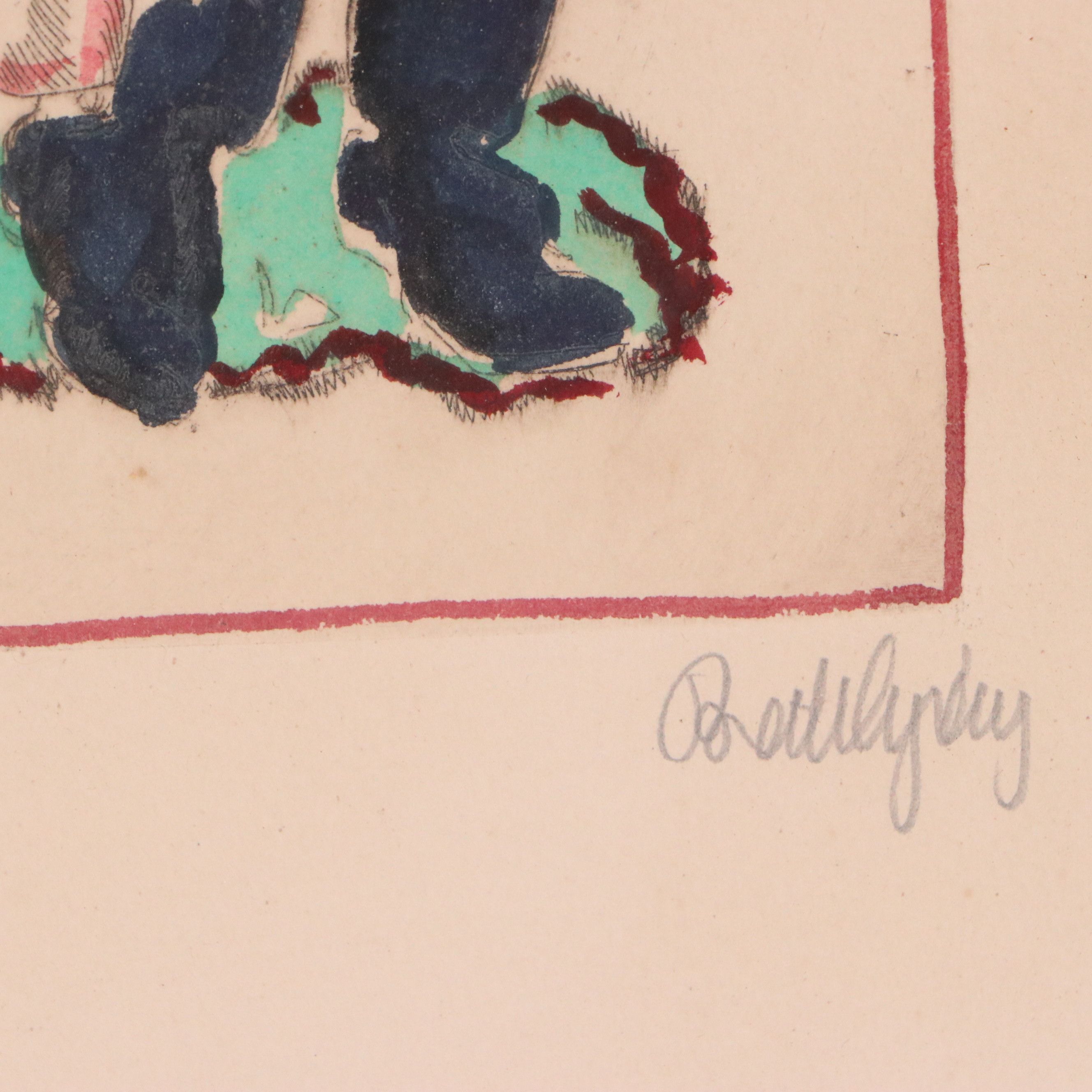 Gyula Batthyány Lithograph "Setalo Unasagad 1789," Late 19th to Early 20th C.