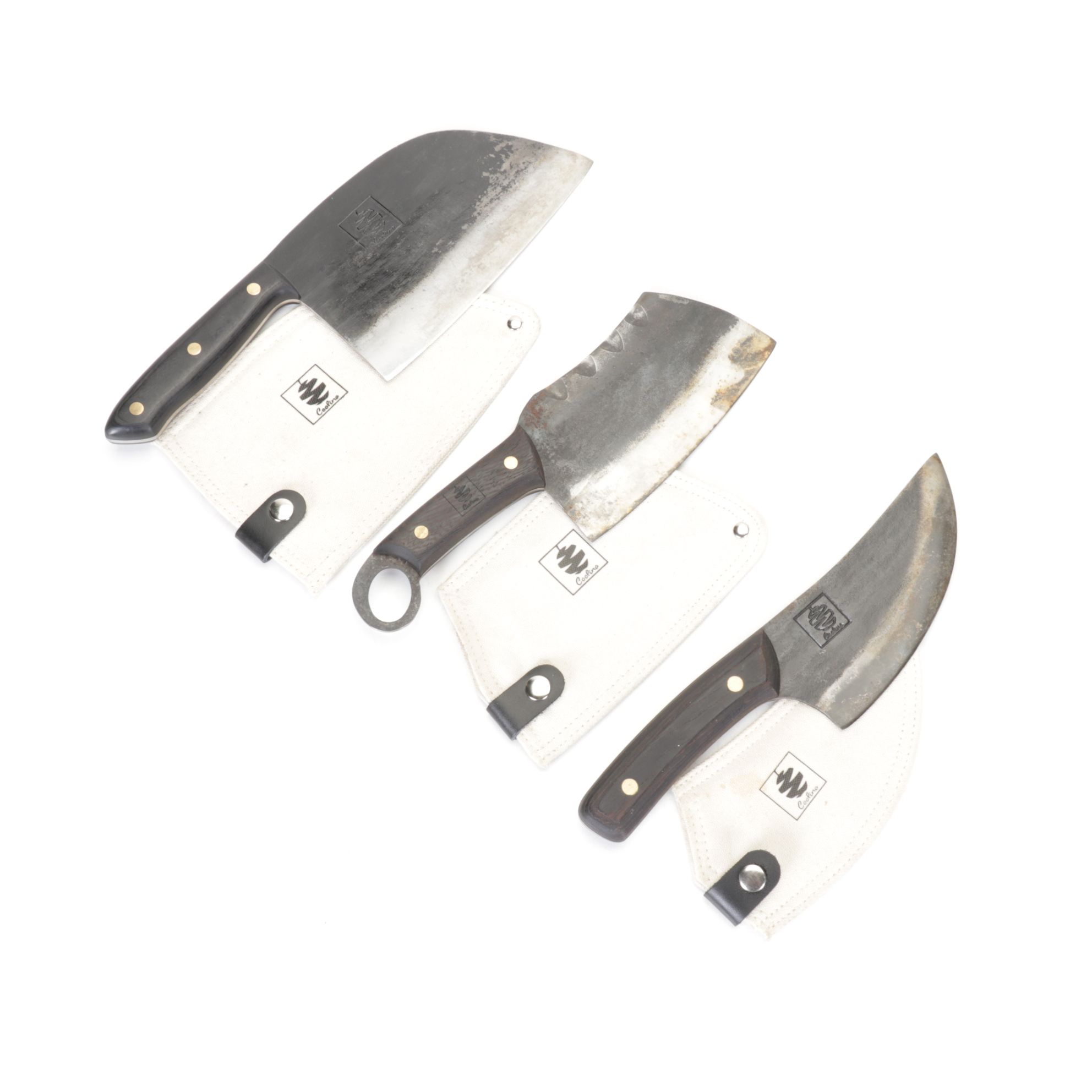 Coolina "Big Badass" Hand-Forged Kitchen Knife Trio With Promaja 6" Chef's Knife