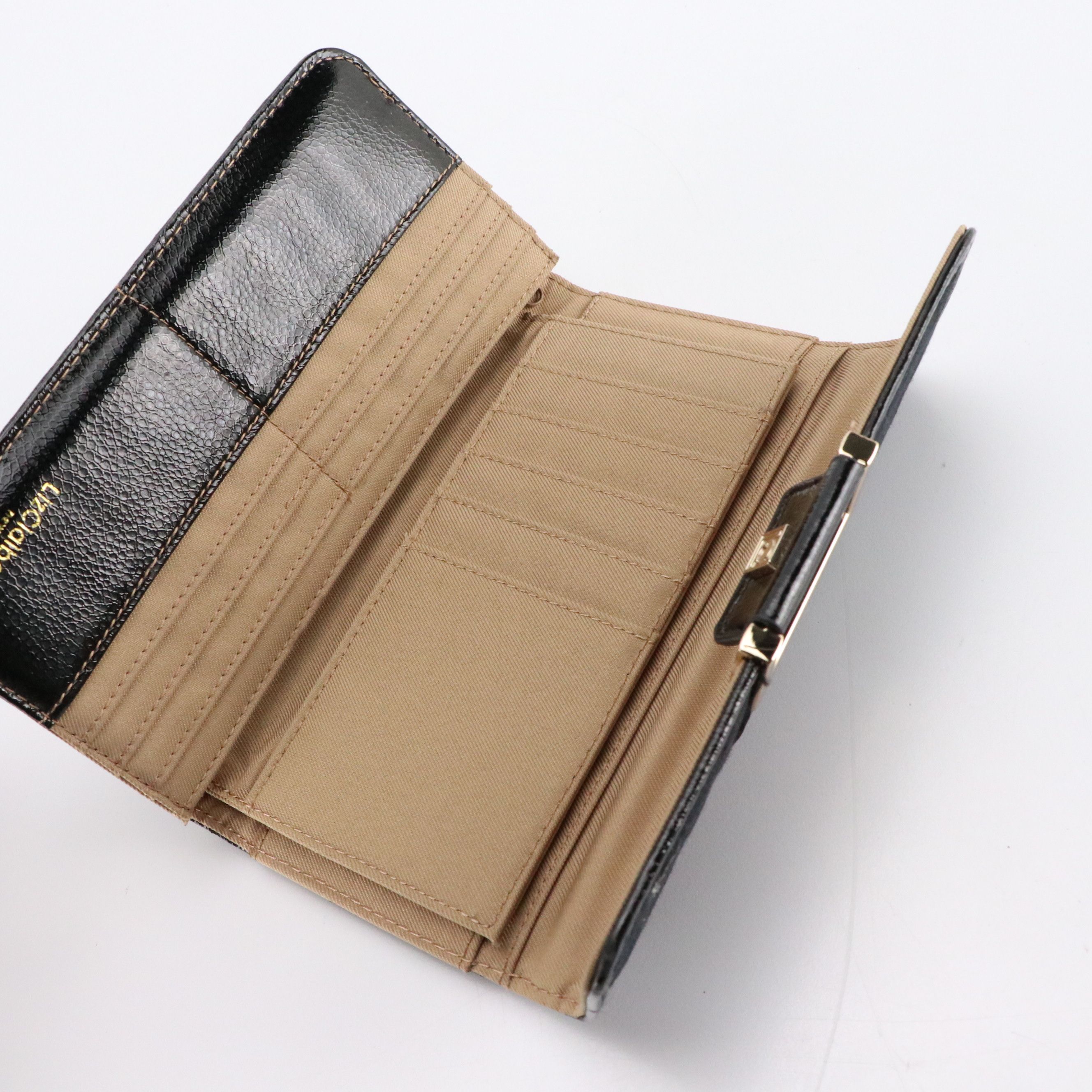 Liz Claiborne Red Patent Leather Zip Wallet and Logo Embroidered Canvas Wallets