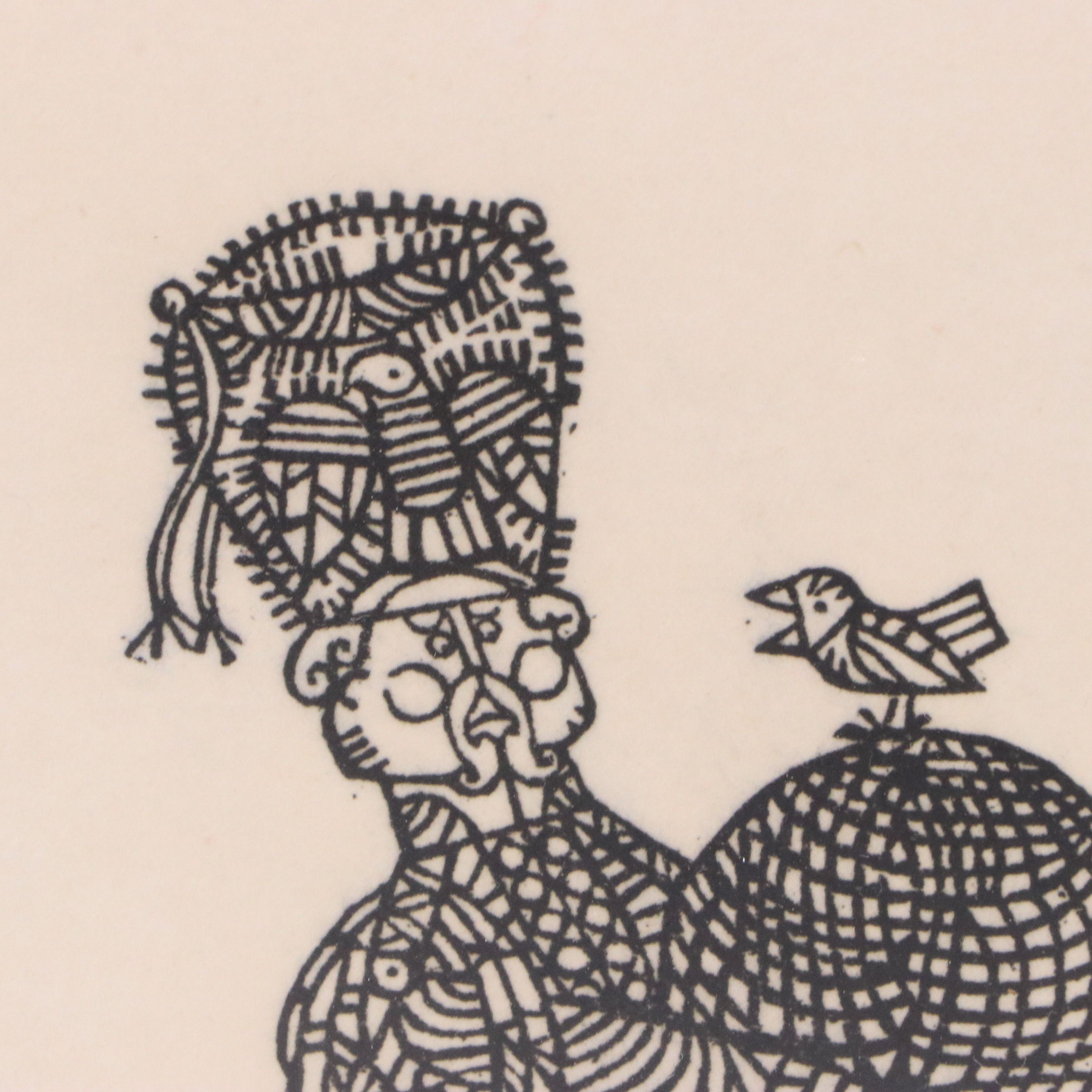 Ed Emberley Woodcut Illustration from "Drummer Hoff," 1967