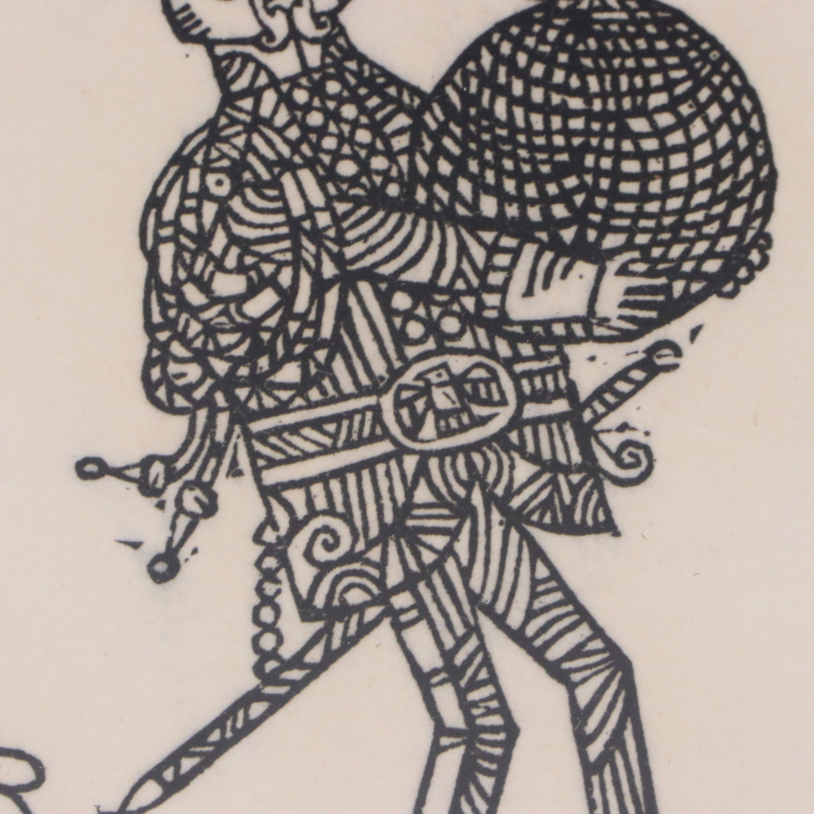 Ed Emberley Woodcut Illustration from "Drummer Hoff," 1967