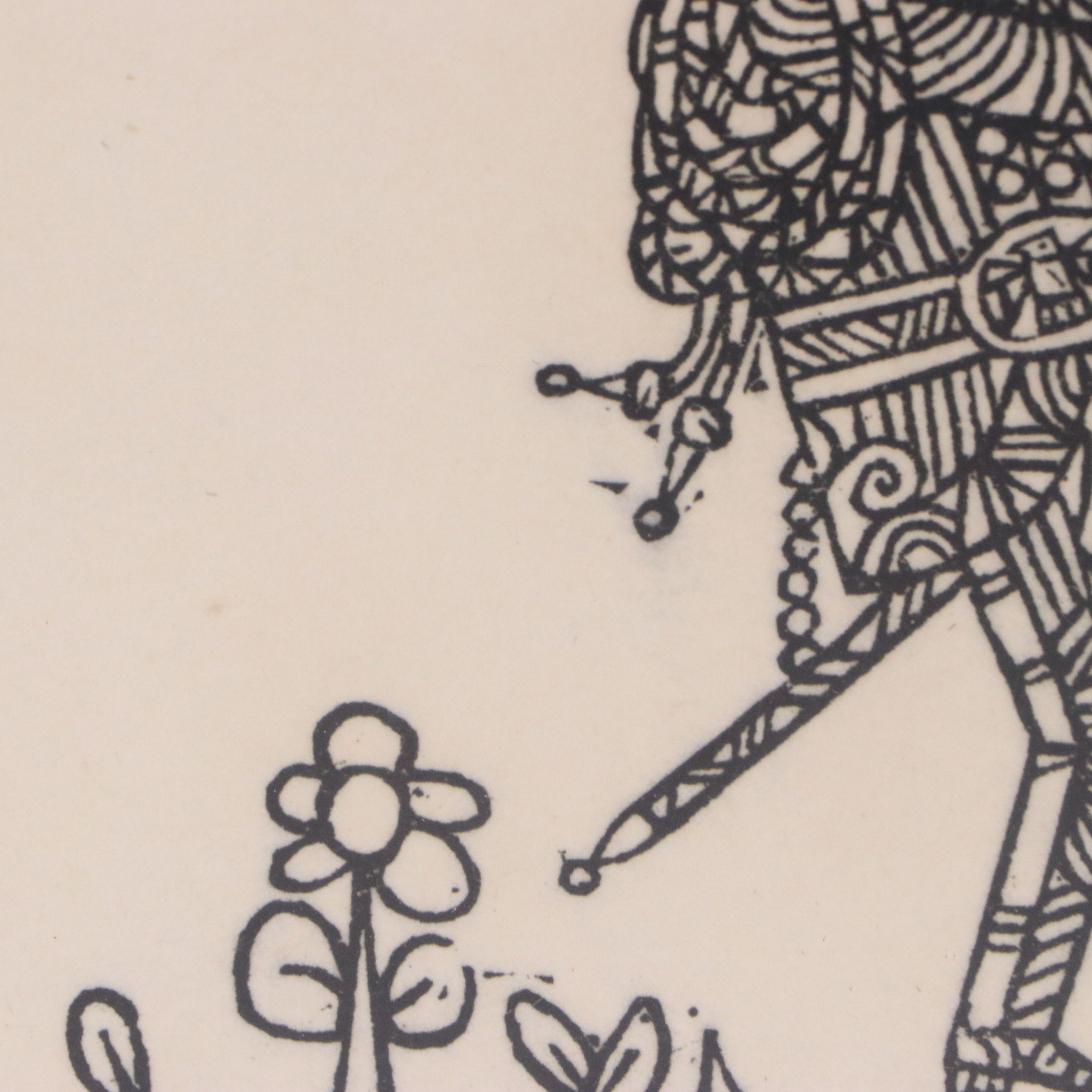 Ed Emberley Woodcut Illustration from "Drummer Hoff," 1967