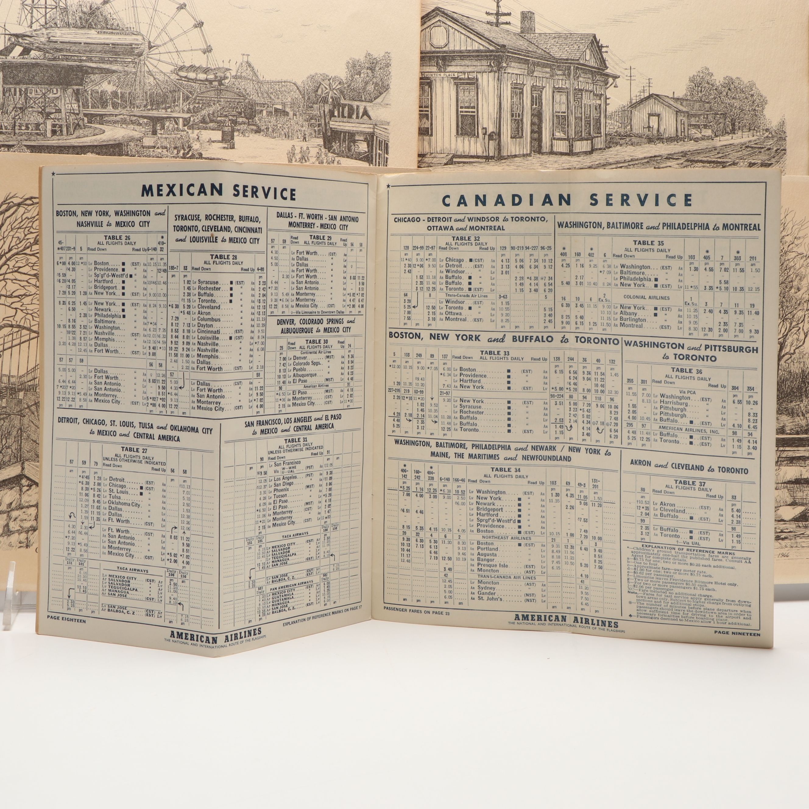 1946 American Airlines Schedule with Signed Theatre Program and Prints