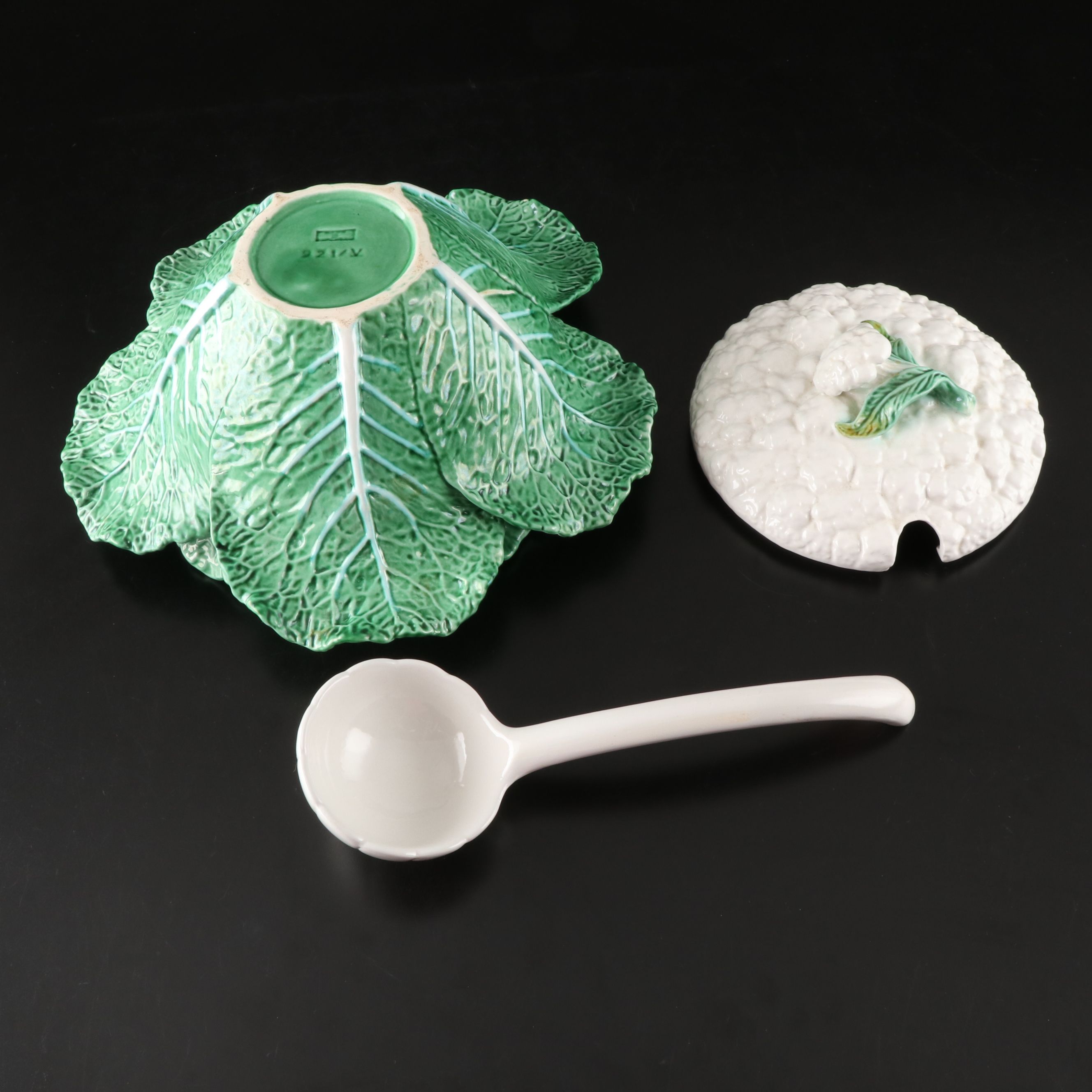 Bordallo Pinheiro Cauliflower Tureen with Ladle and Underplate