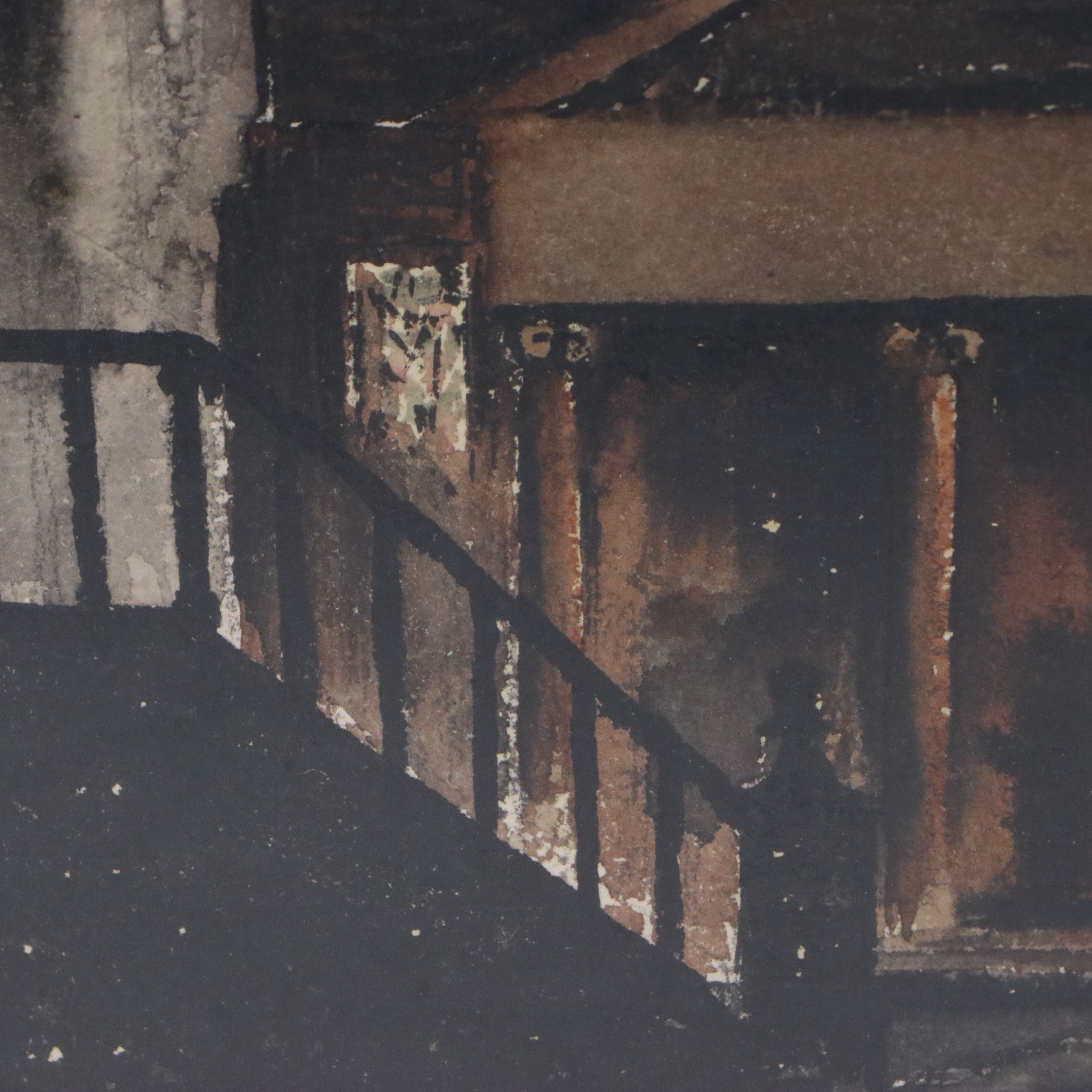 Corwin S. Rife Watercolor of Streetscape with Church, Mid to Late 20th Century