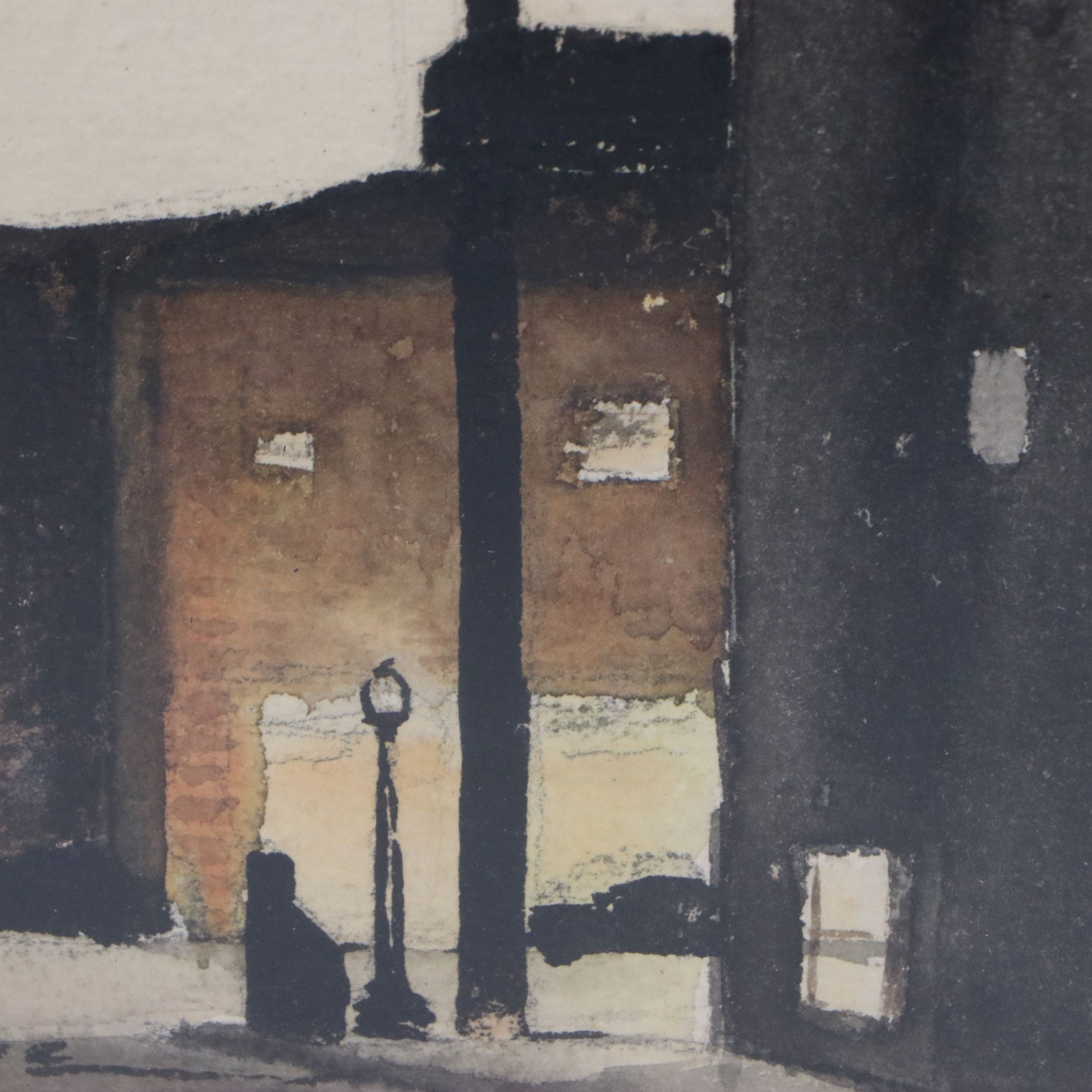 Corwin S. Rife Watercolor of Streetscape with Church, Mid to Late 20th Century