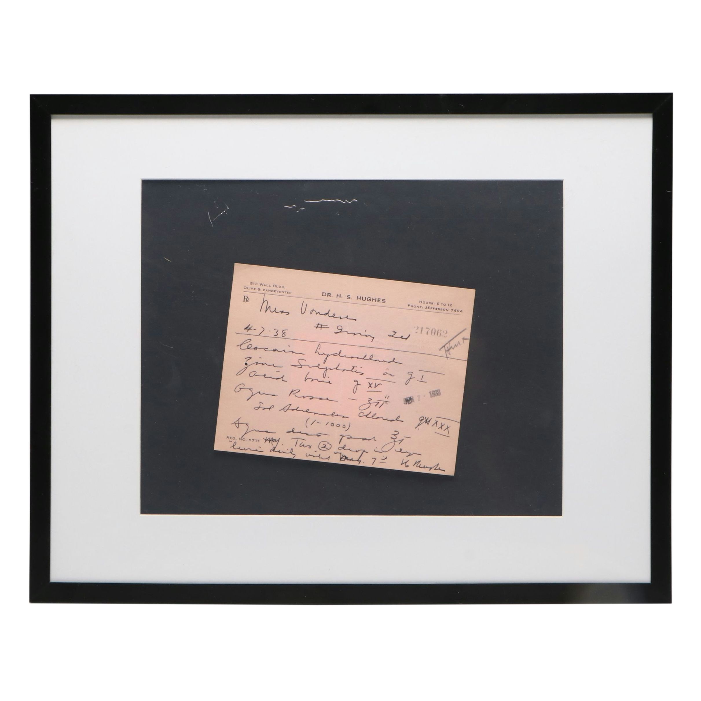 Prescription Form for Cocaine, 1938