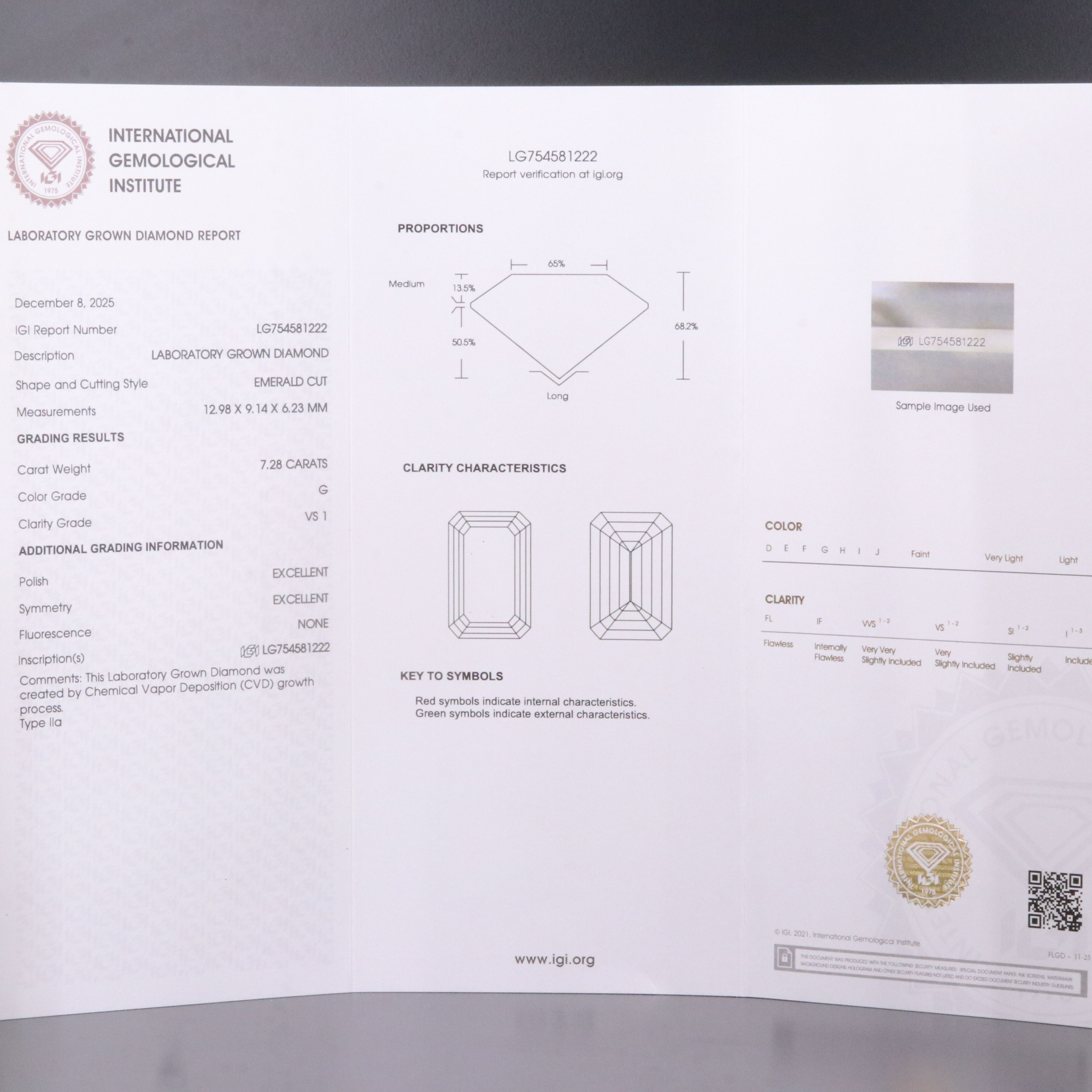 14K 7.28 CT Lab Grown Diamond Solitaire Ring with IGI Report