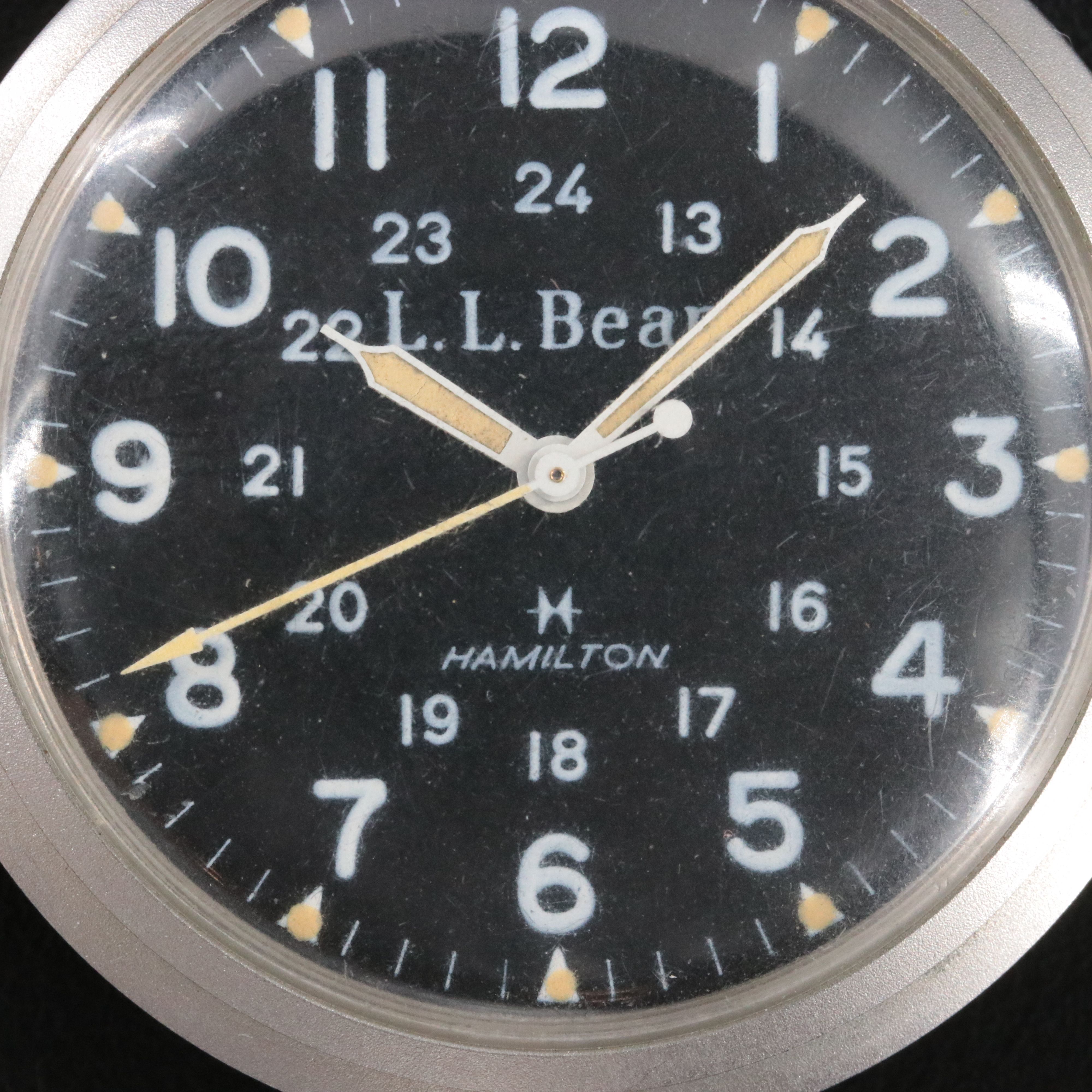 Hamilton "L.L. Bean Stainless Steel Pocket Watch with Leather Fob