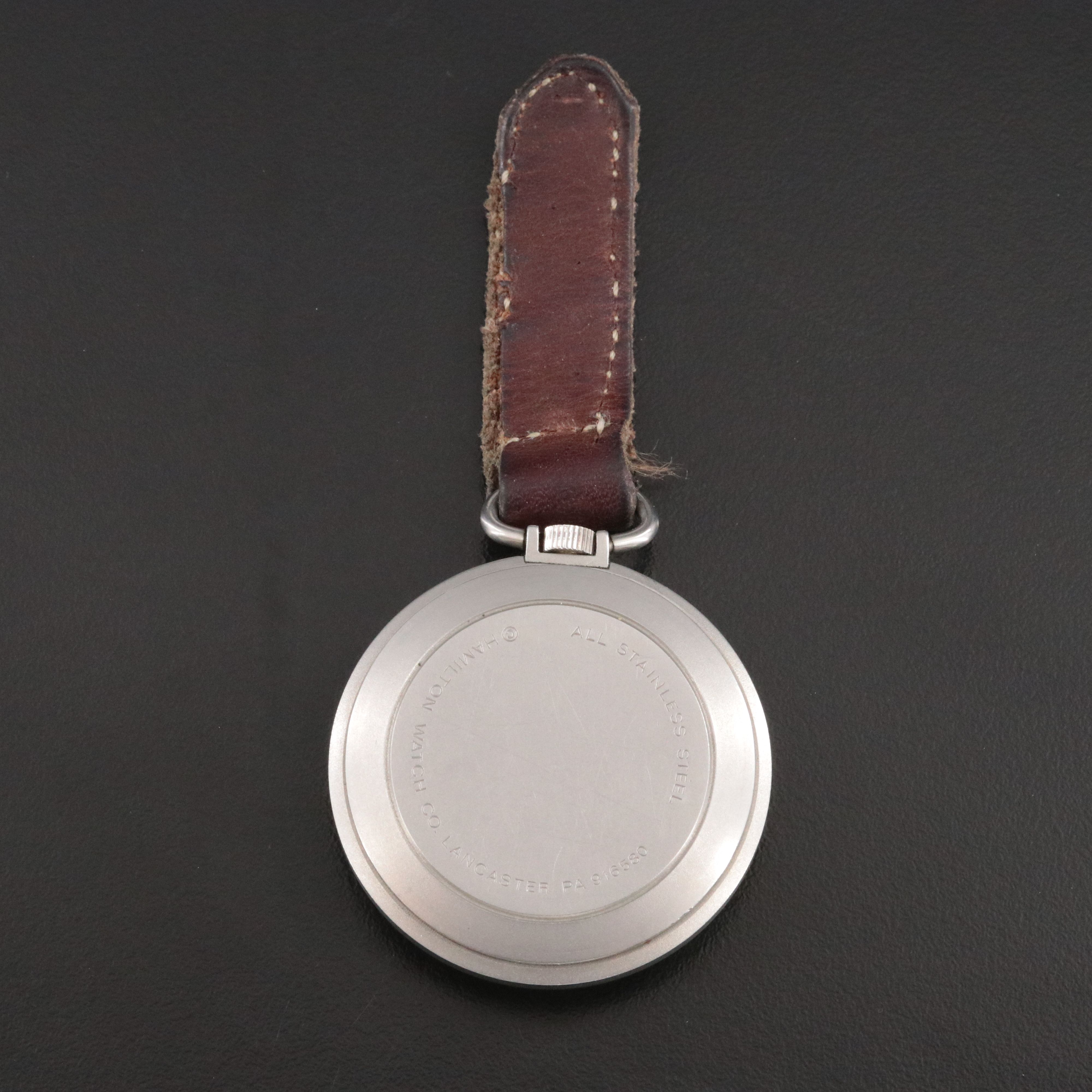 Hamilton "L.L. Bean Stainless Steel Pocket Watch with Leather Fob