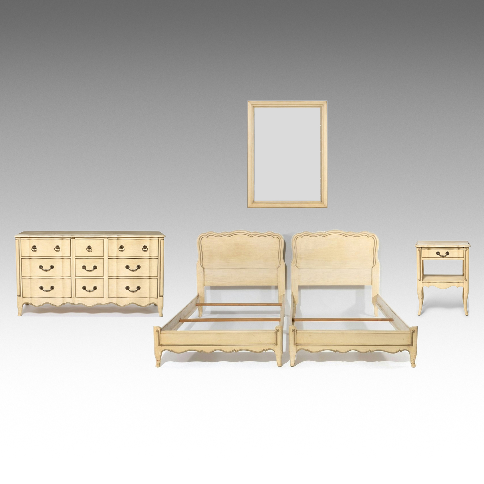 Five-Piece French Provincial Style Bedroom Suite, Mid to Late 20th Century