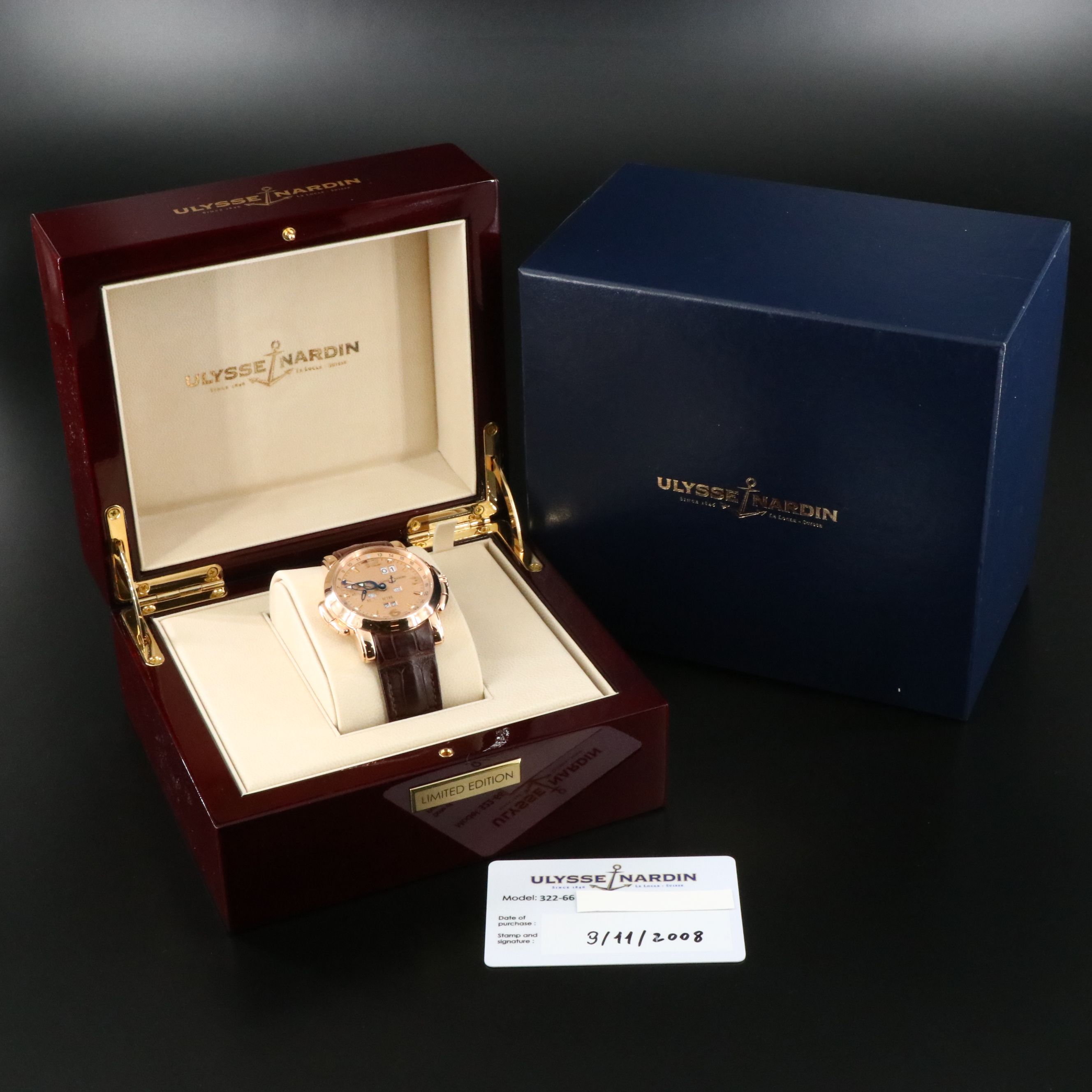18K Ulysse Nardin GMT Perpetual Calendar Limited Edition Automatic Watch 322.66
