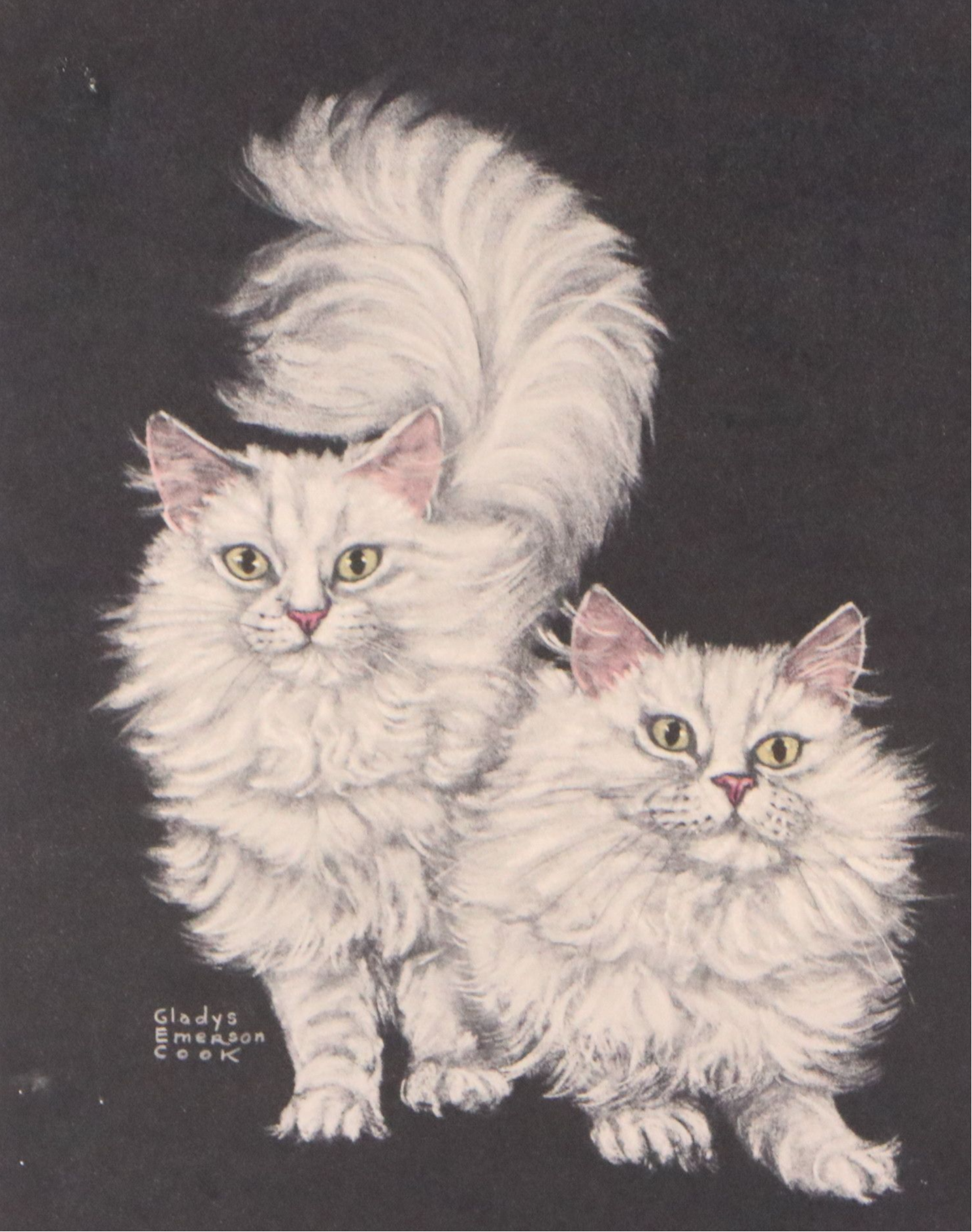 Lithograph After Gladys Emerson Cook of Pair of White Cats, Mid-20th Century