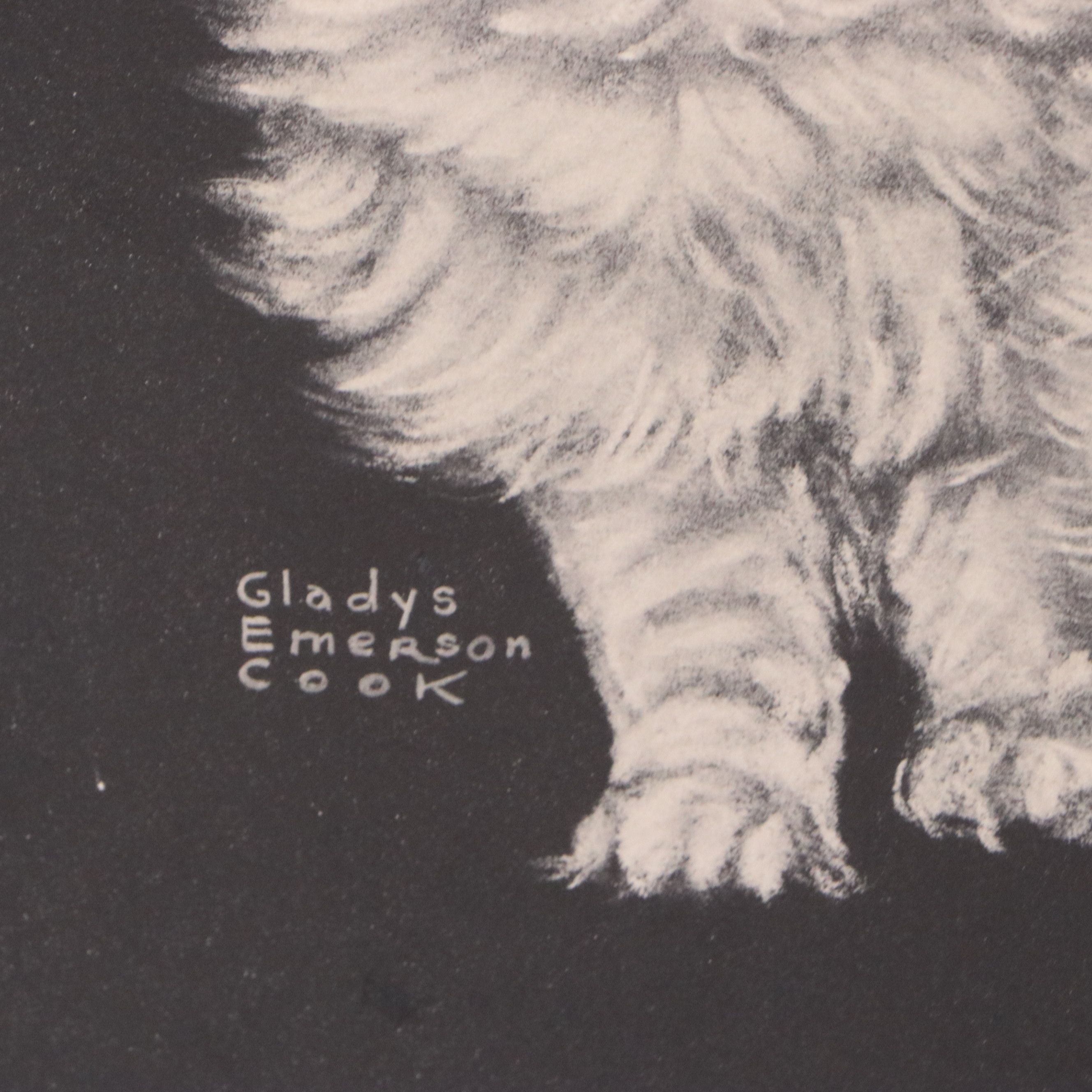 Lithograph After Gladys Emerson Cook of Pair of White Cats, Mid-20th Century
