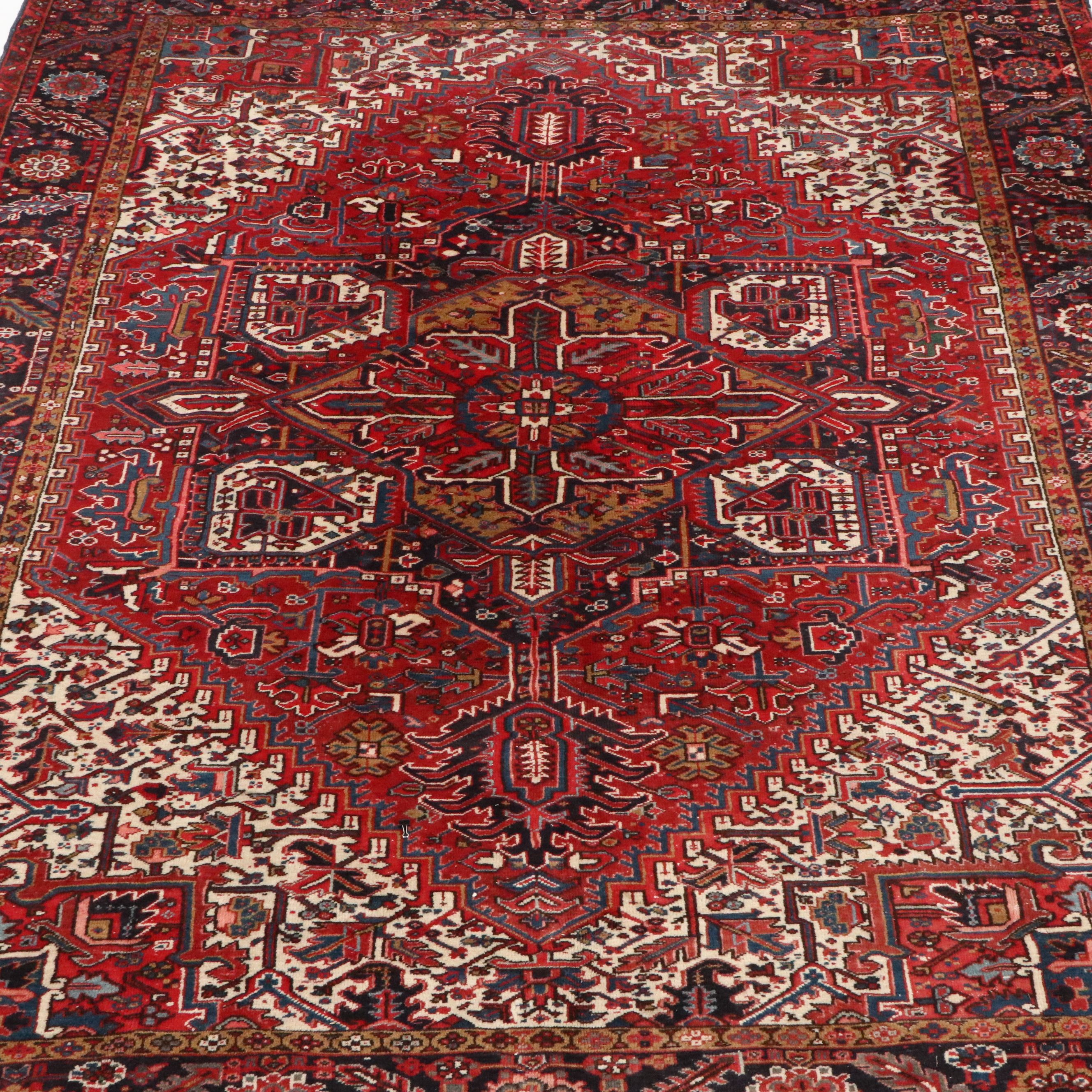 9'6 x 12'10 Hand-Knotted Persian Heriz Room-Sized Rug
