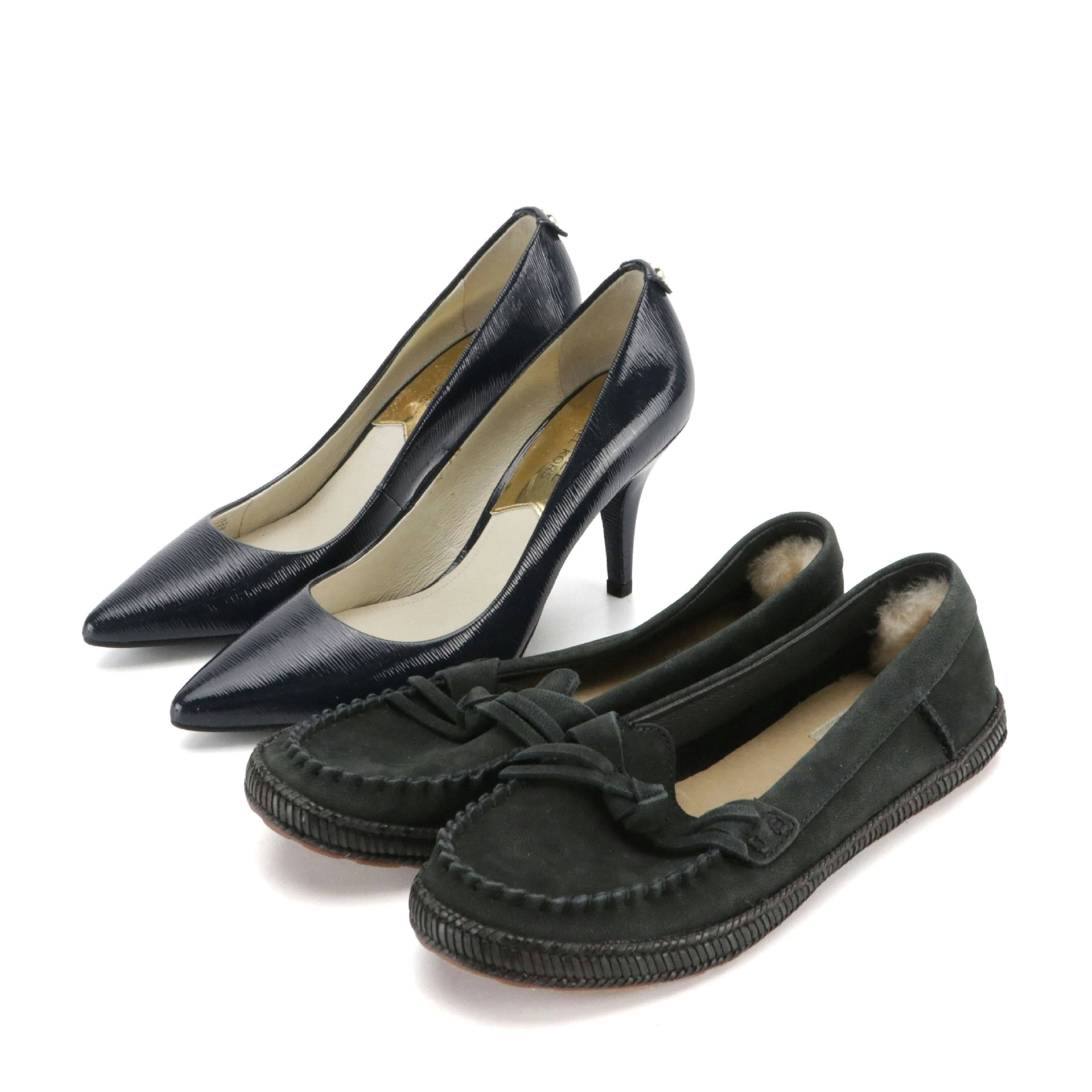 MICHAEL Michael Kors Textured Patent Leather Pumps and UGG Suede Moccasins