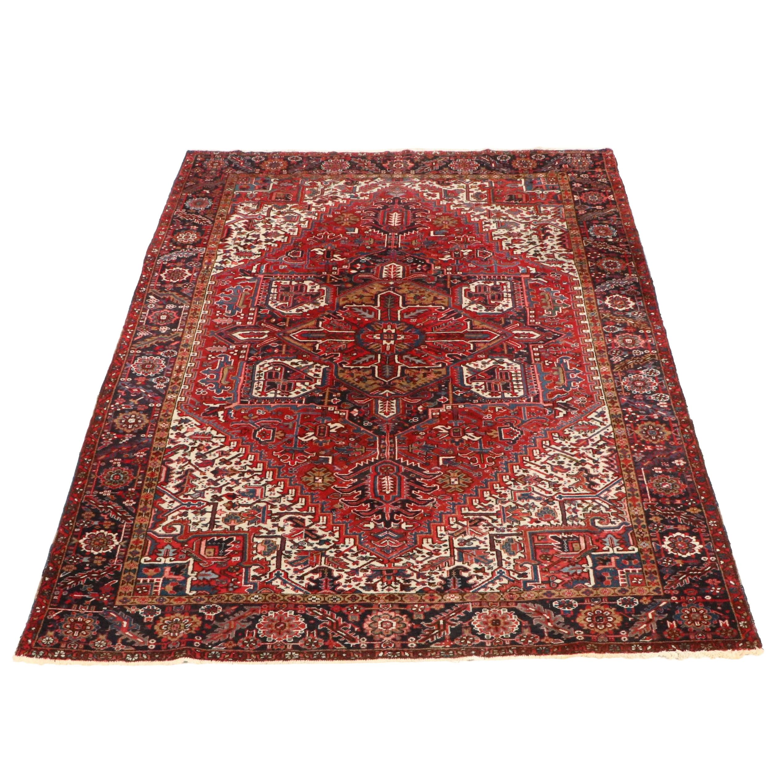 9'6 x 12'10 Hand-Knotted Persian Heriz Room-Sized Rug