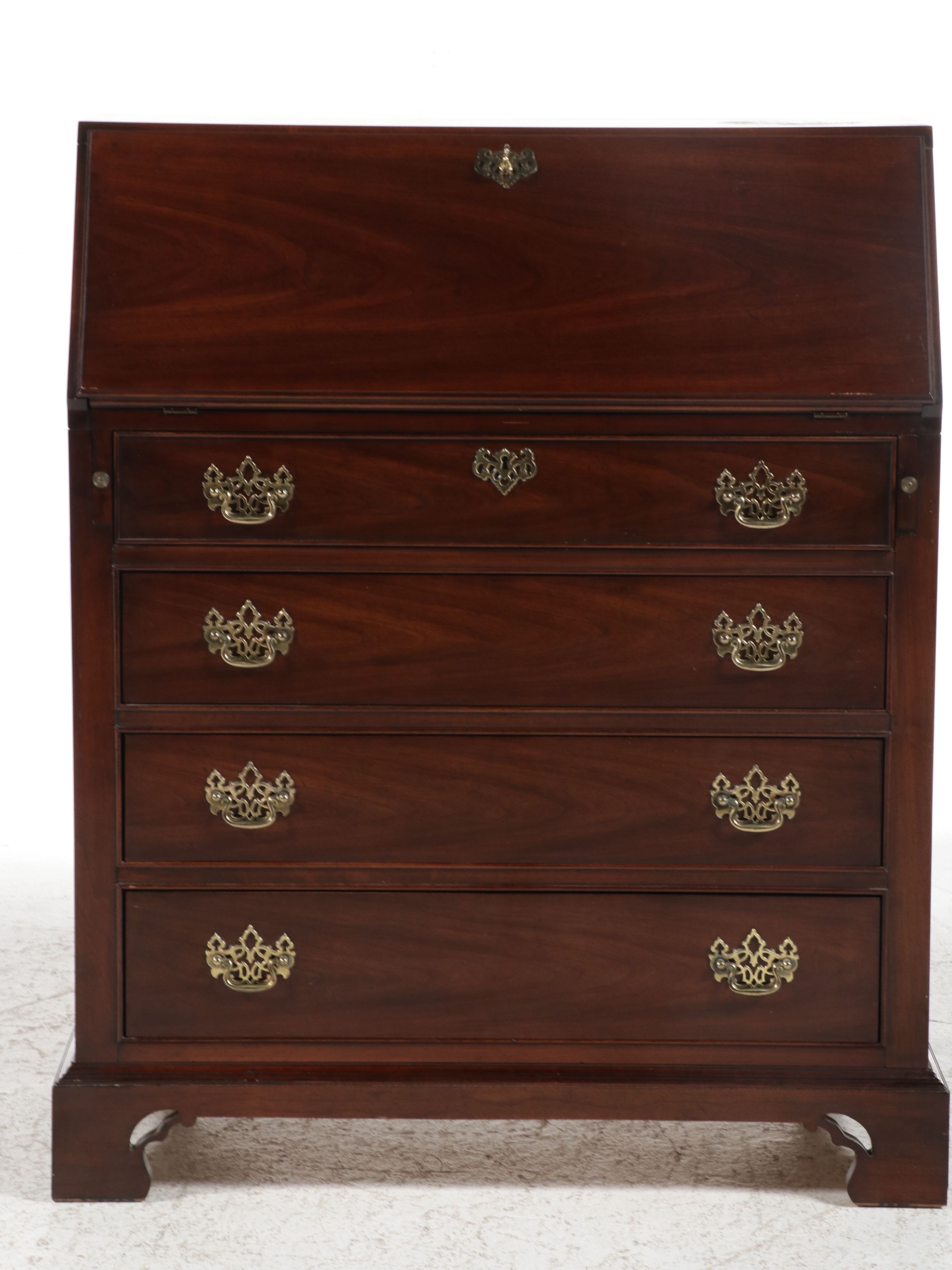 Thomasville Chippendale Style Mahogany Slant-Front Desk, Late 20th Century
