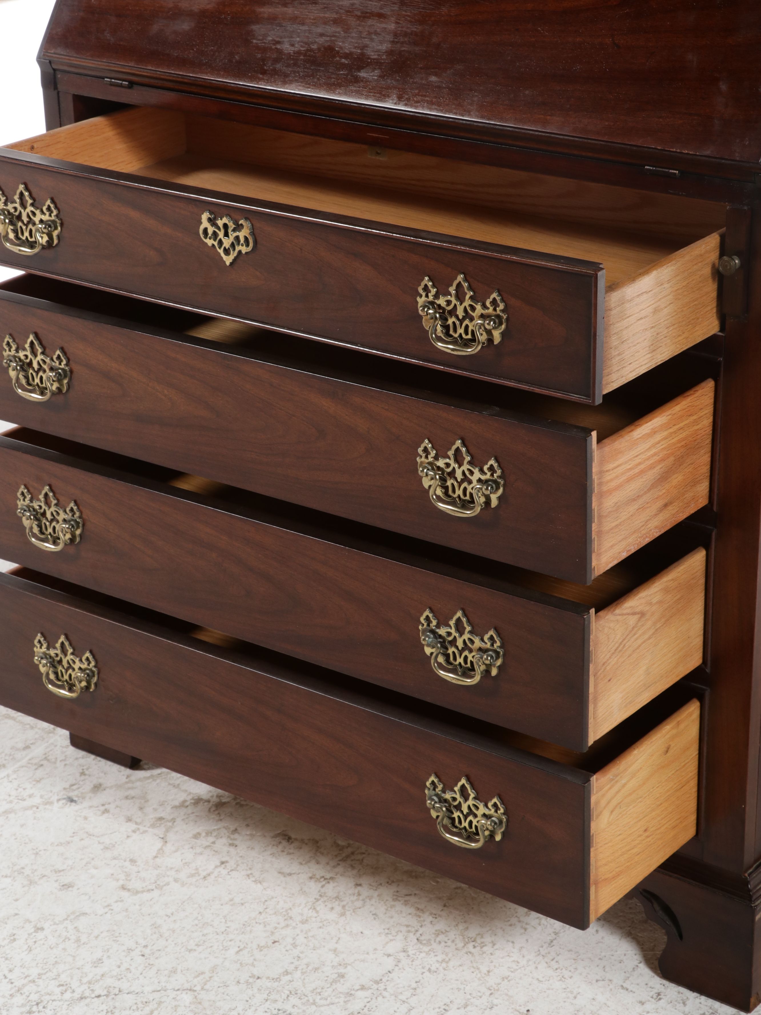 Thomasville Chippendale Style Mahogany Slant-Front Desk, Late 20th Century