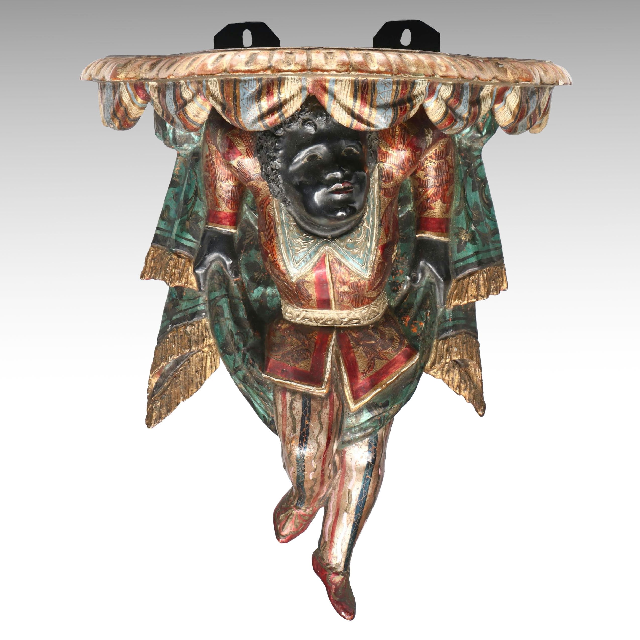 Venetian Blackamoor Wood Corbel, Late 19th/Early 20th Century