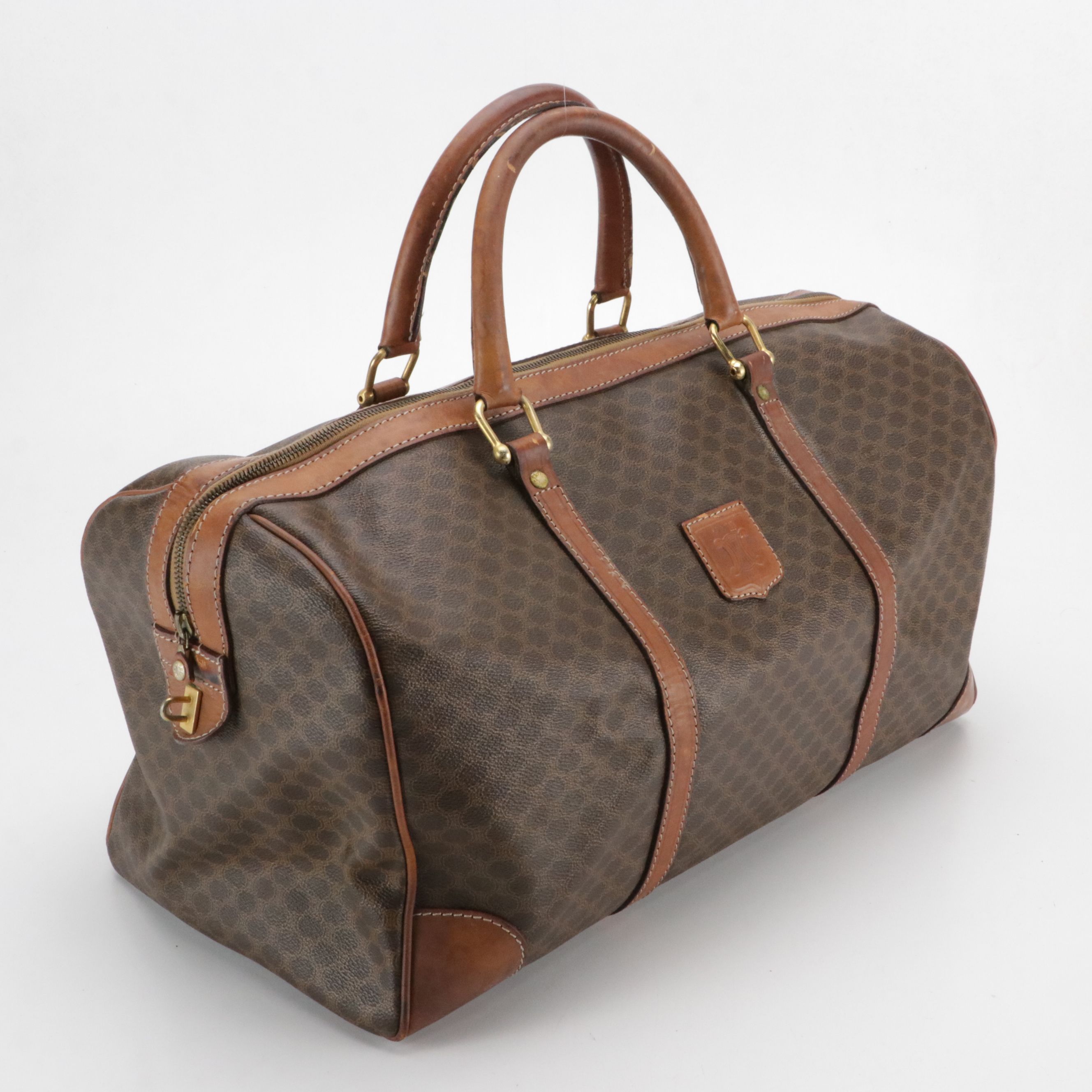 Celine Duffle Bag in Dark Brown Macadam Canvas and Leather