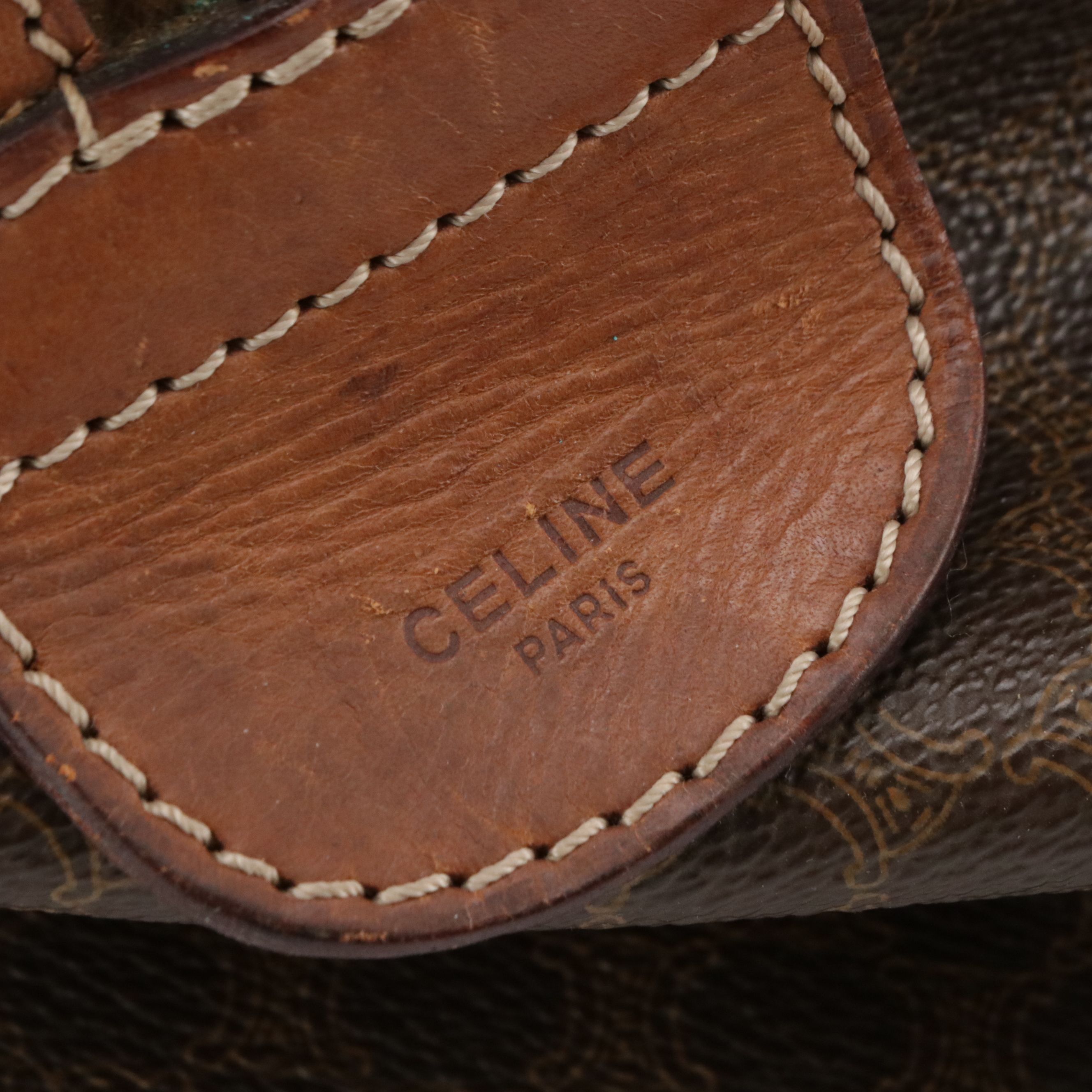 Celine Duffle Bag in Dark Brown Macadam Canvas and Leather