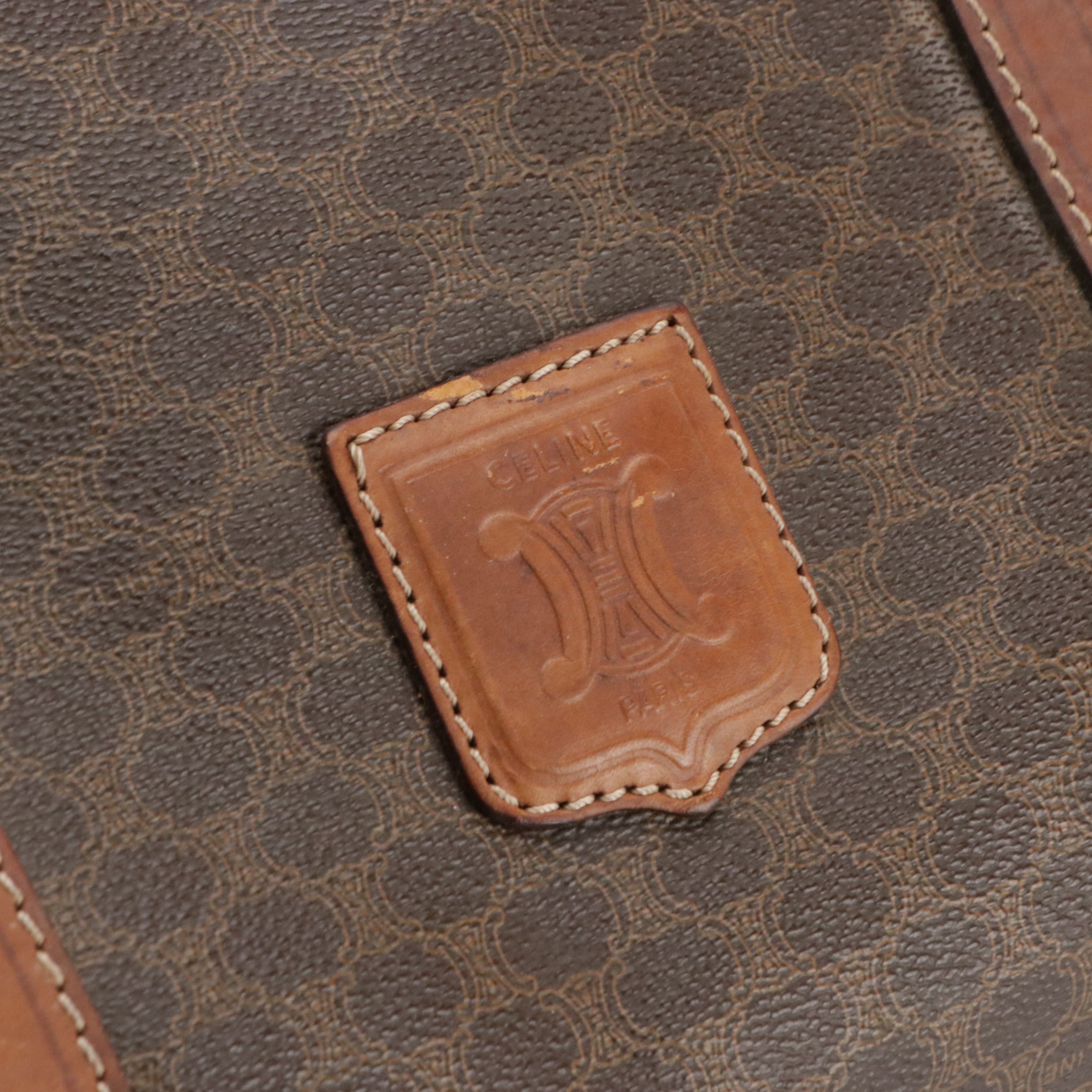 Celine Duffle Bag in Dark Brown Macadam Canvas and Leather