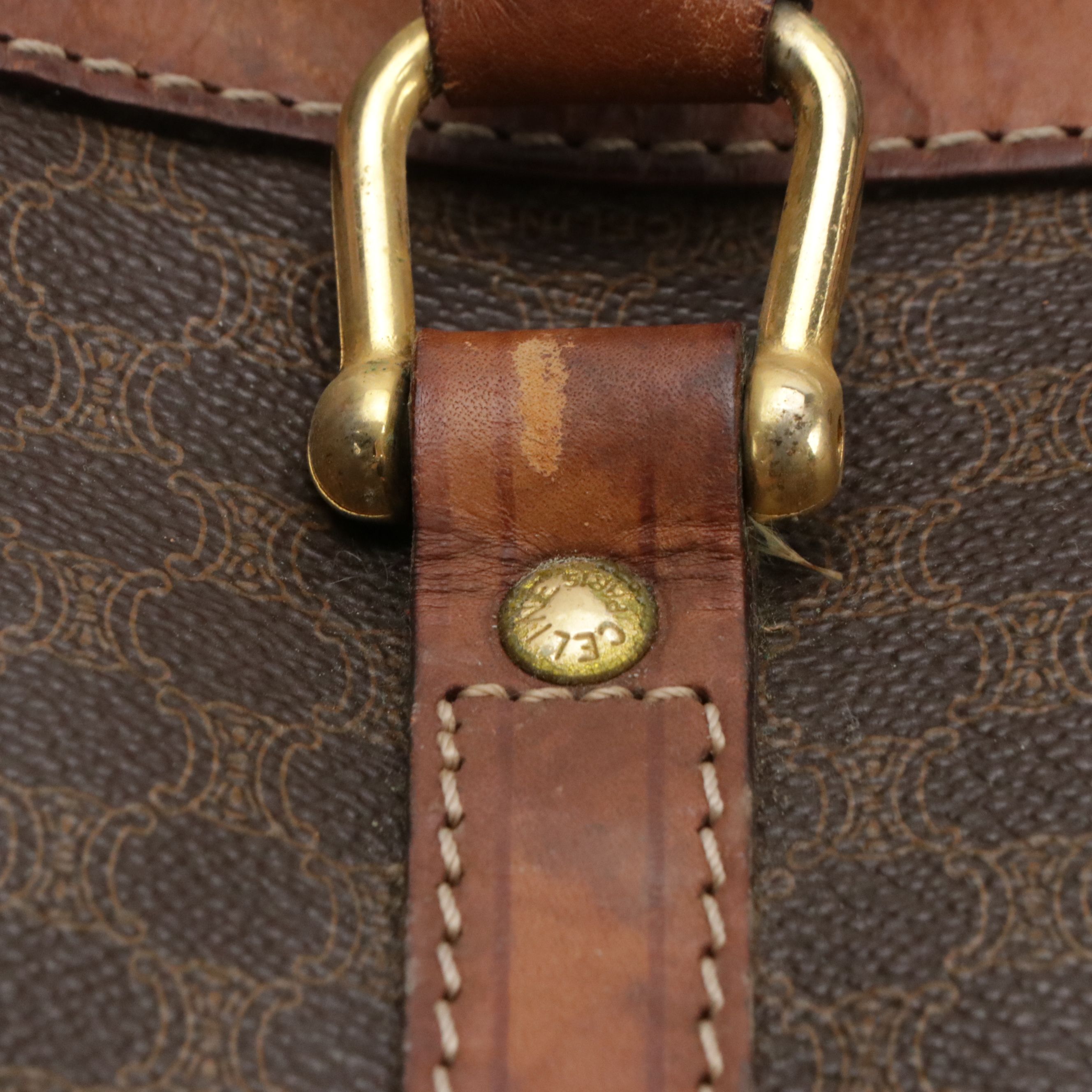 Celine Duffle Bag in Dark Brown Macadam Canvas and Leather