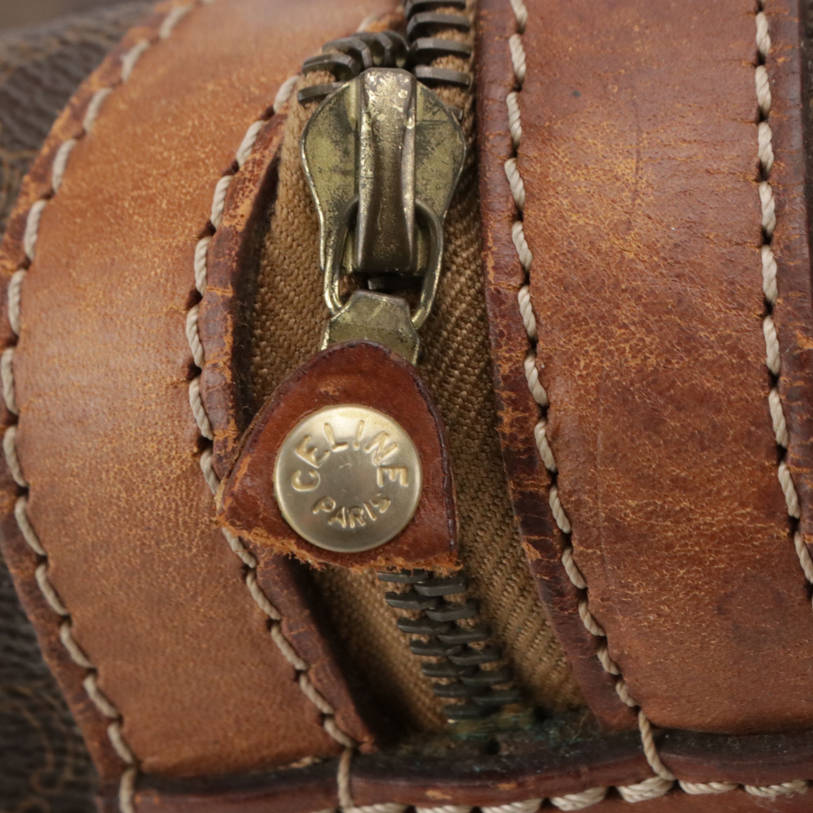 Celine Duffle Bag in Dark Brown Macadam Canvas and Leather