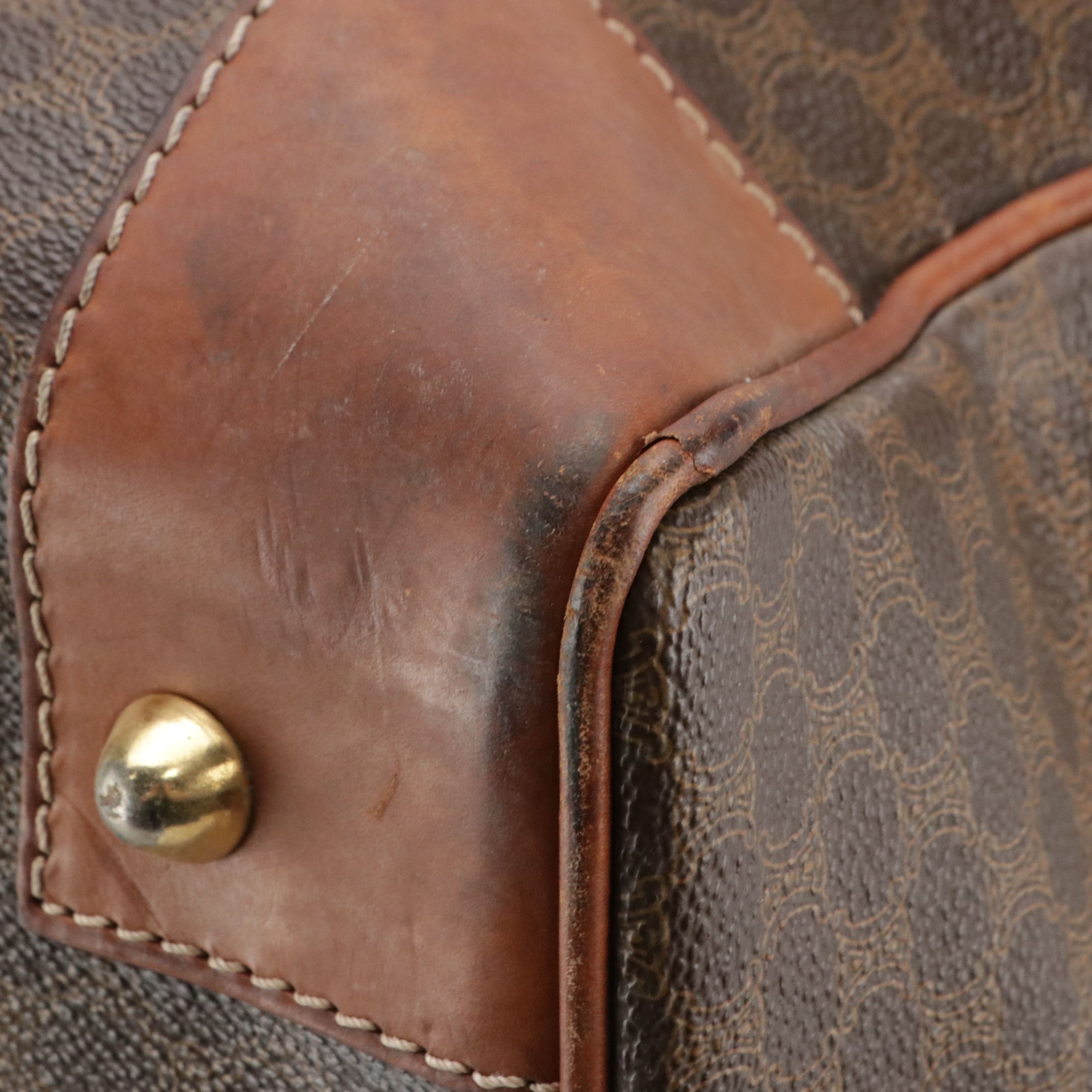 Celine Duffle Bag in Dark Brown Macadam Canvas and Leather