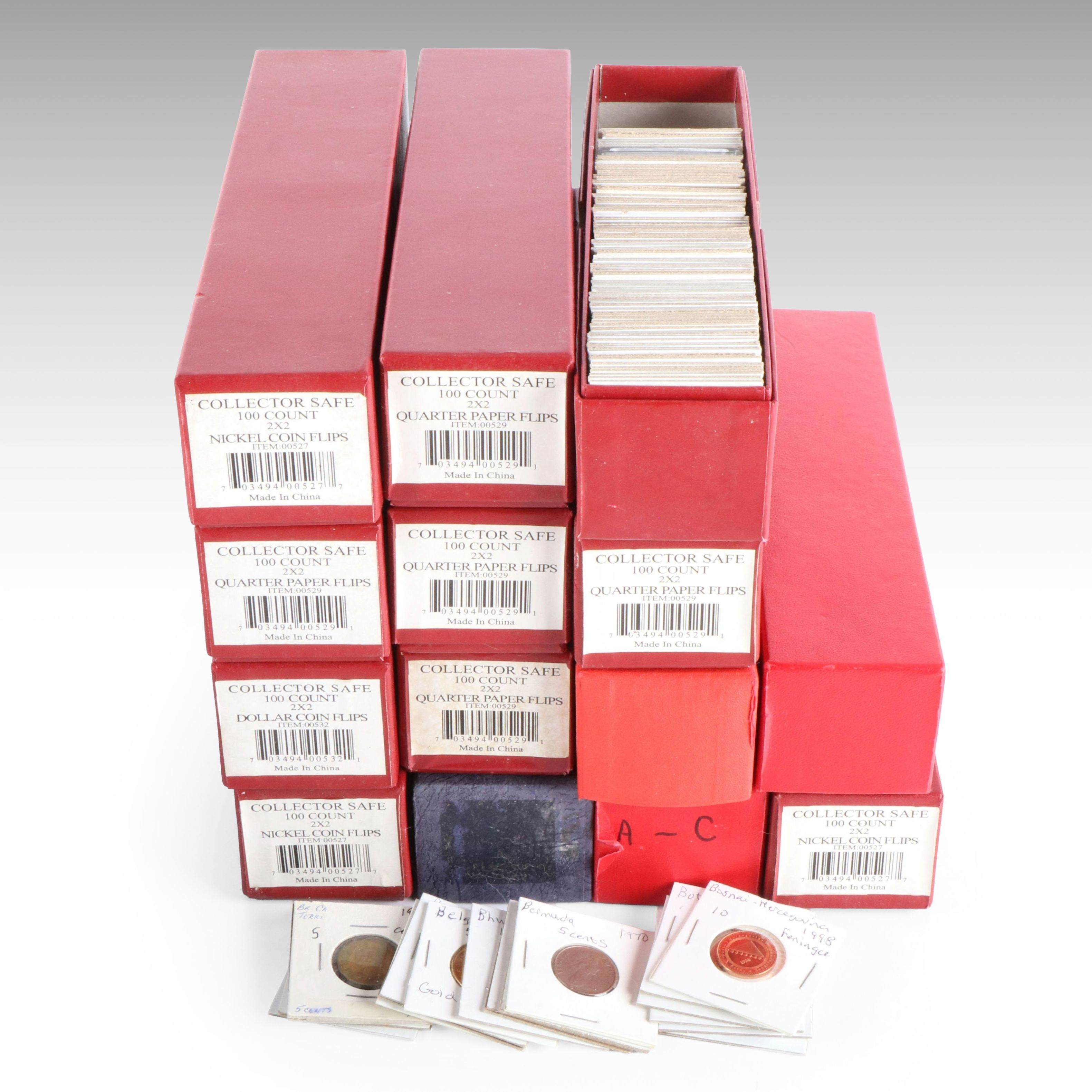 Large Collection of About 1400 Foreign Coins All in 2x2 Holders