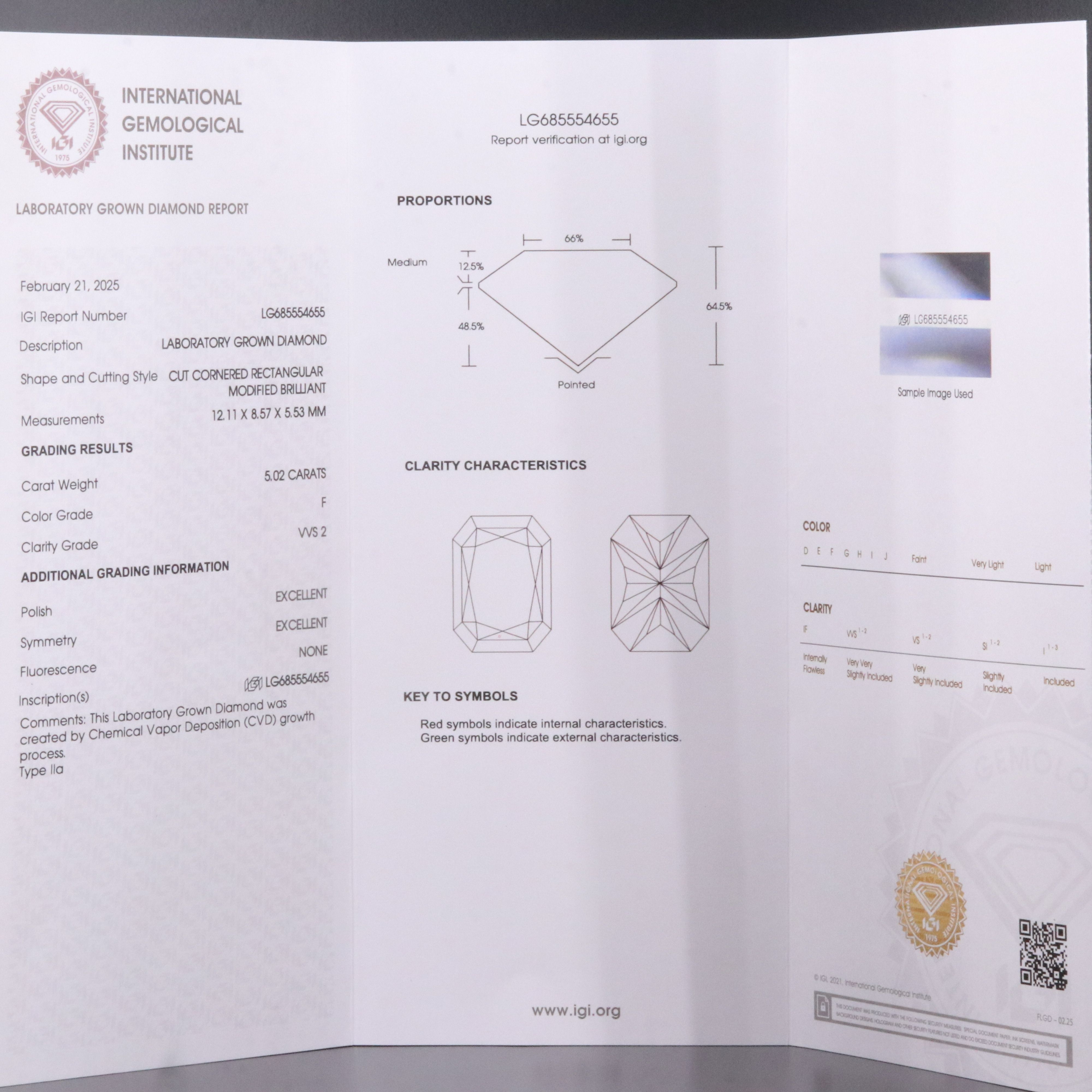 14K 5.02 CT Lab Grown Diamond Solitaire Ring with IGI Report