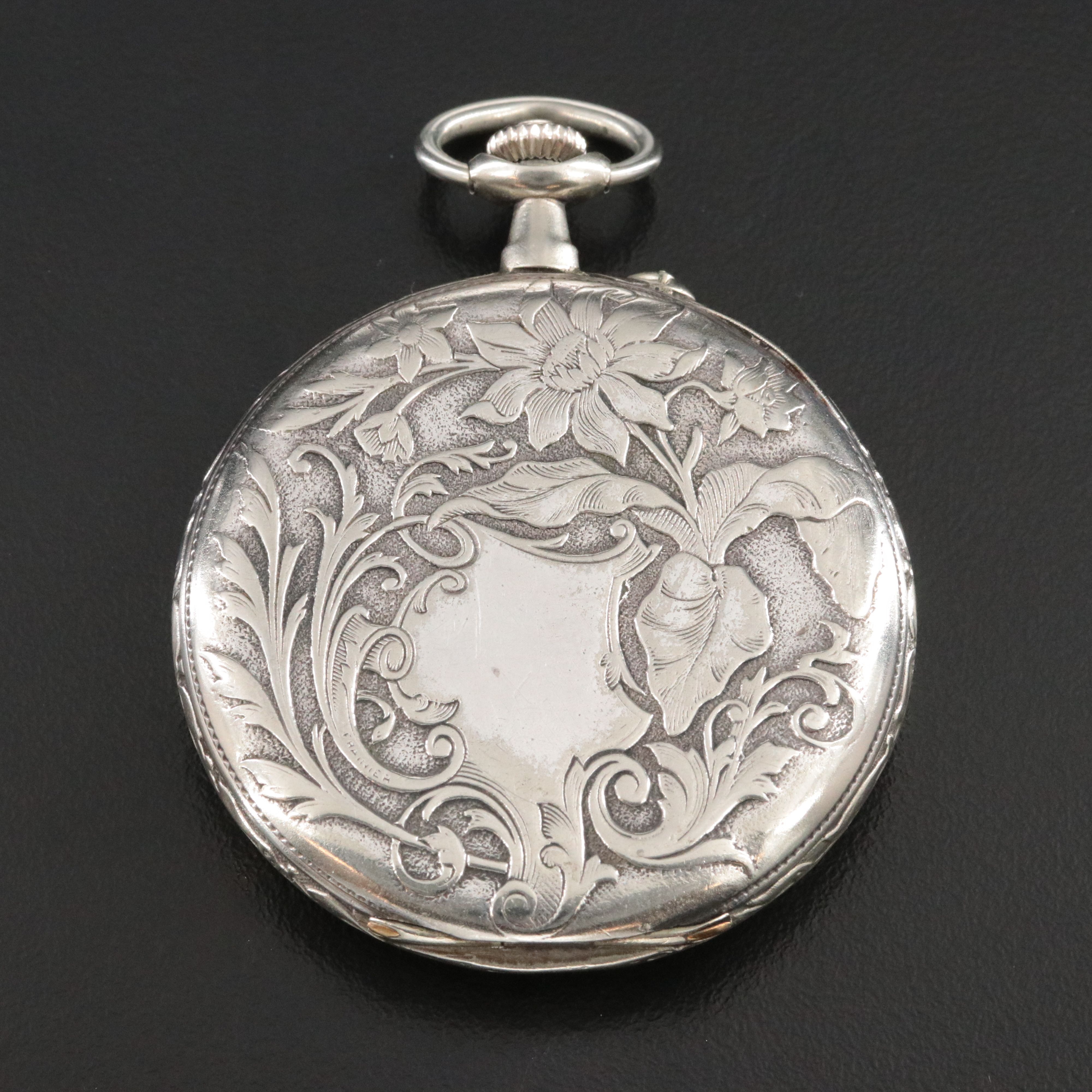 Schild Ferers & Co. Swiss Eterna Engraved Floral Pin Set Pocket Watch