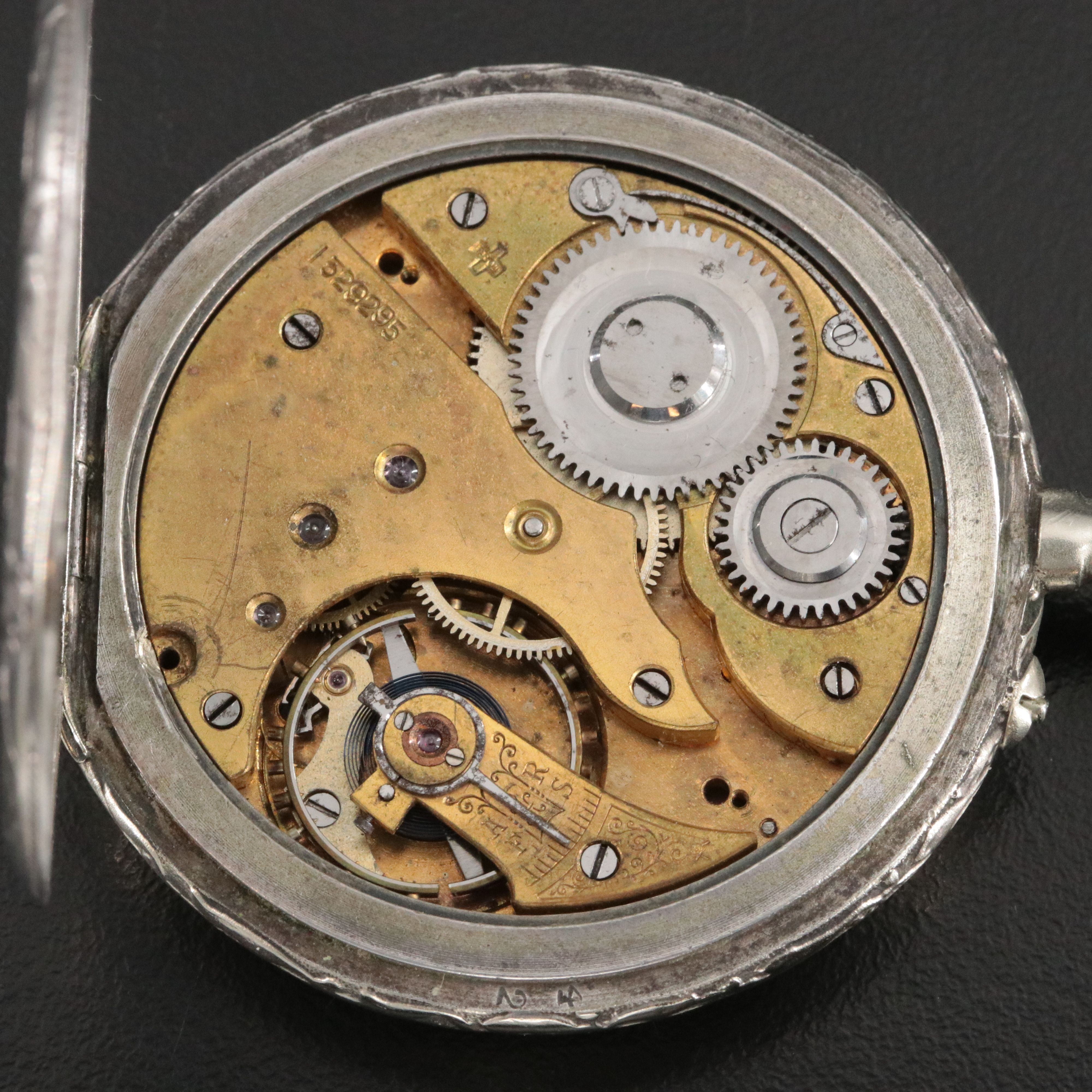 Schild Ferers & Co. Swiss Eterna Engraved Floral Pin Set Pocket Watch