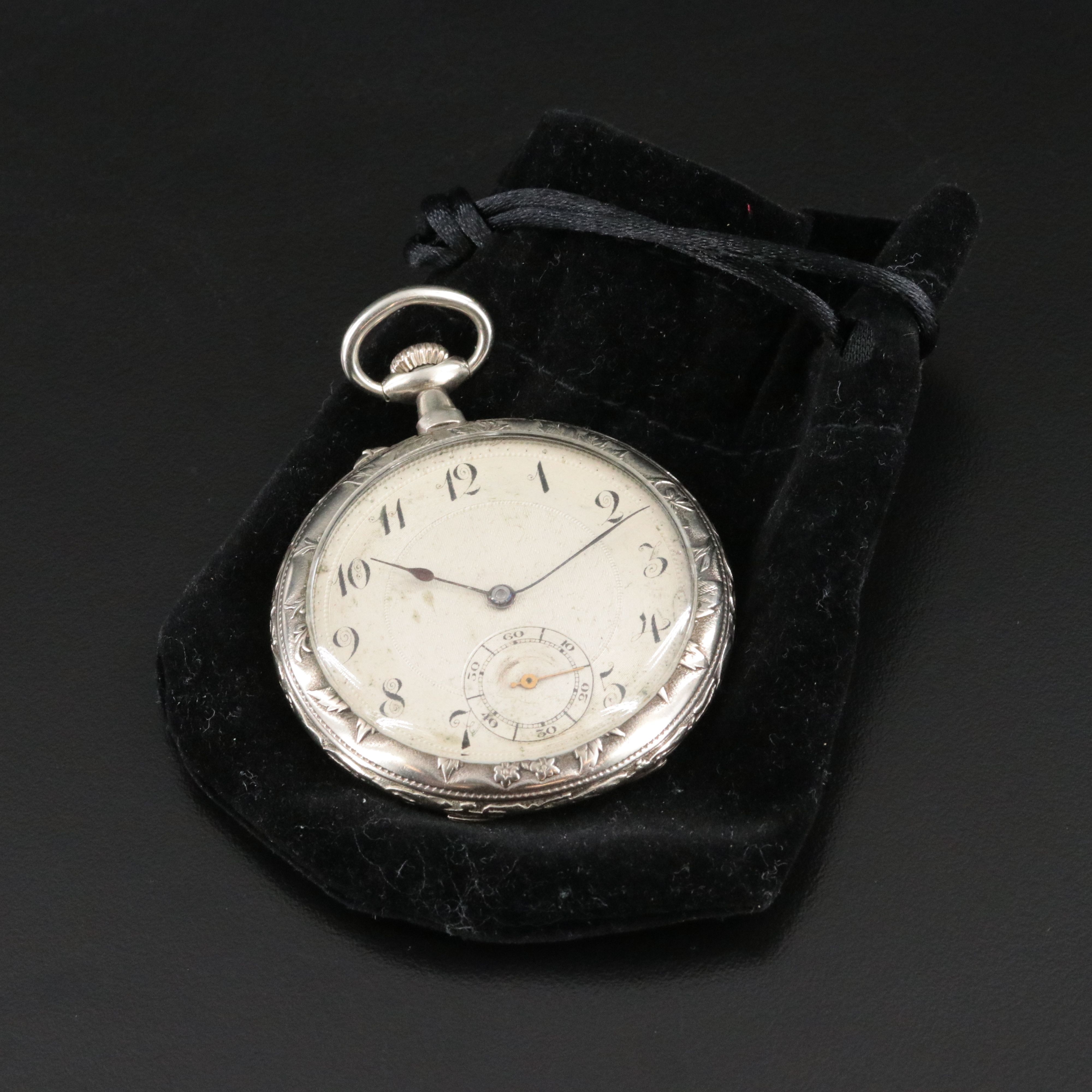 Schild Ferers & Co. Swiss Eterna Engraved Floral Pin Set Pocket Watch