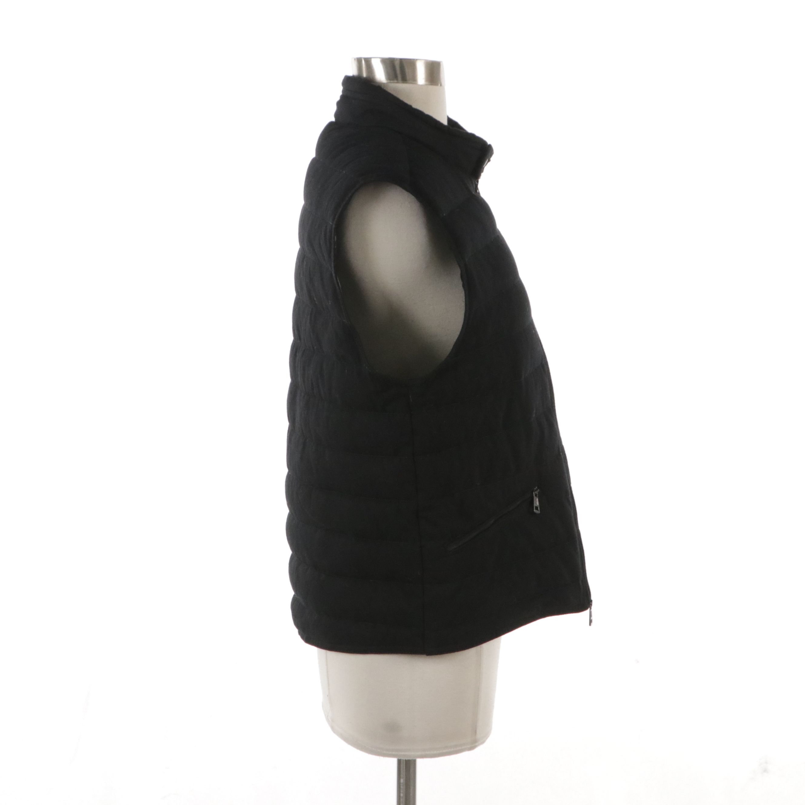 Moncler Gerard Down Zip Vest in Quilted Black Cotton
