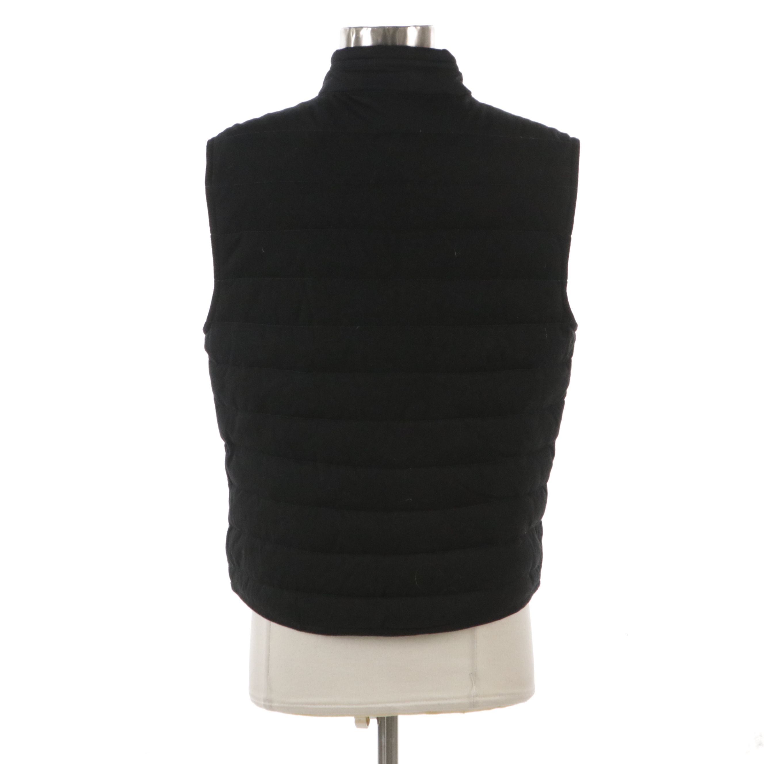Moncler Gerard Down Zip Vest in Quilted Black Cotton