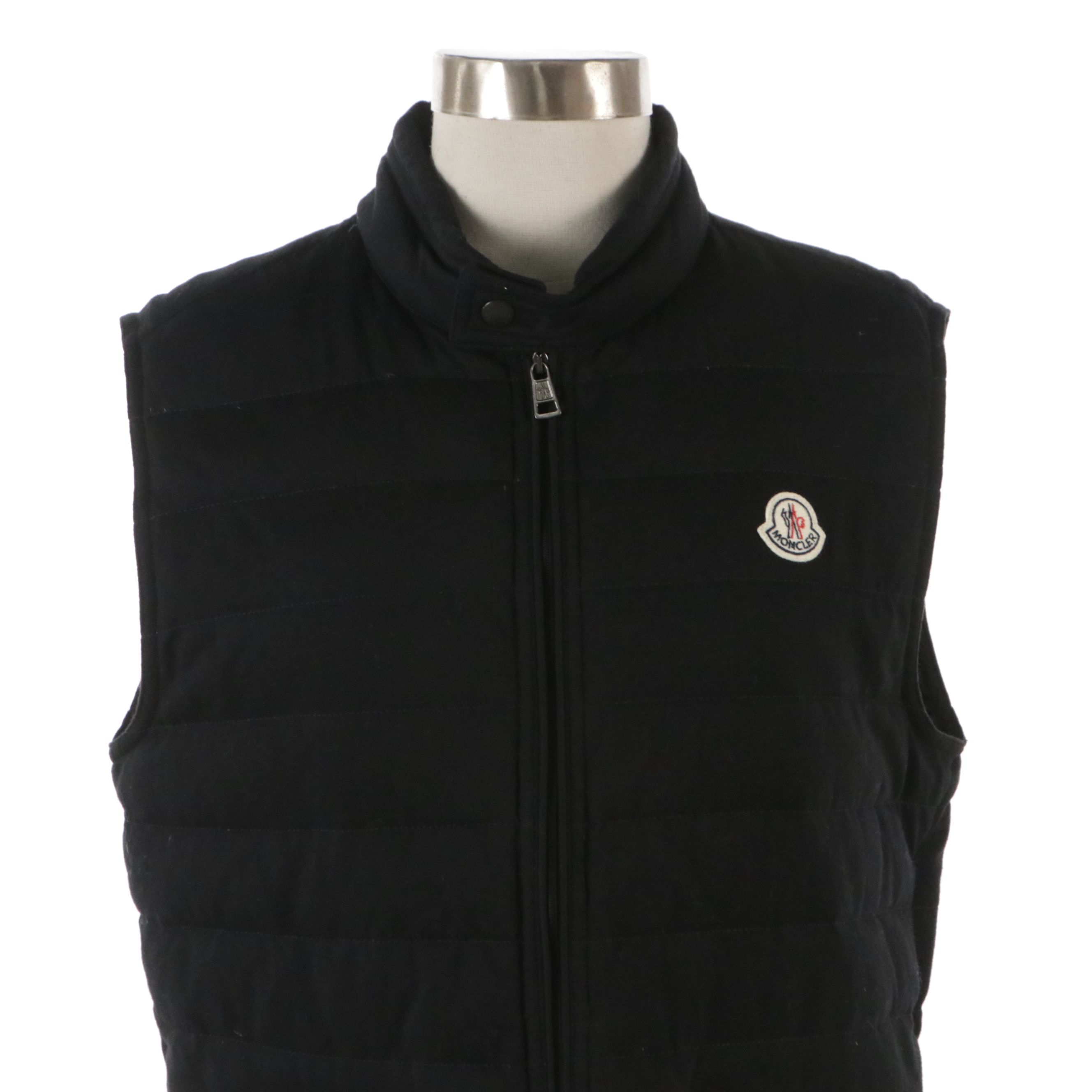 Moncler Gerard Down Zip Vest in Quilted Black Cotton