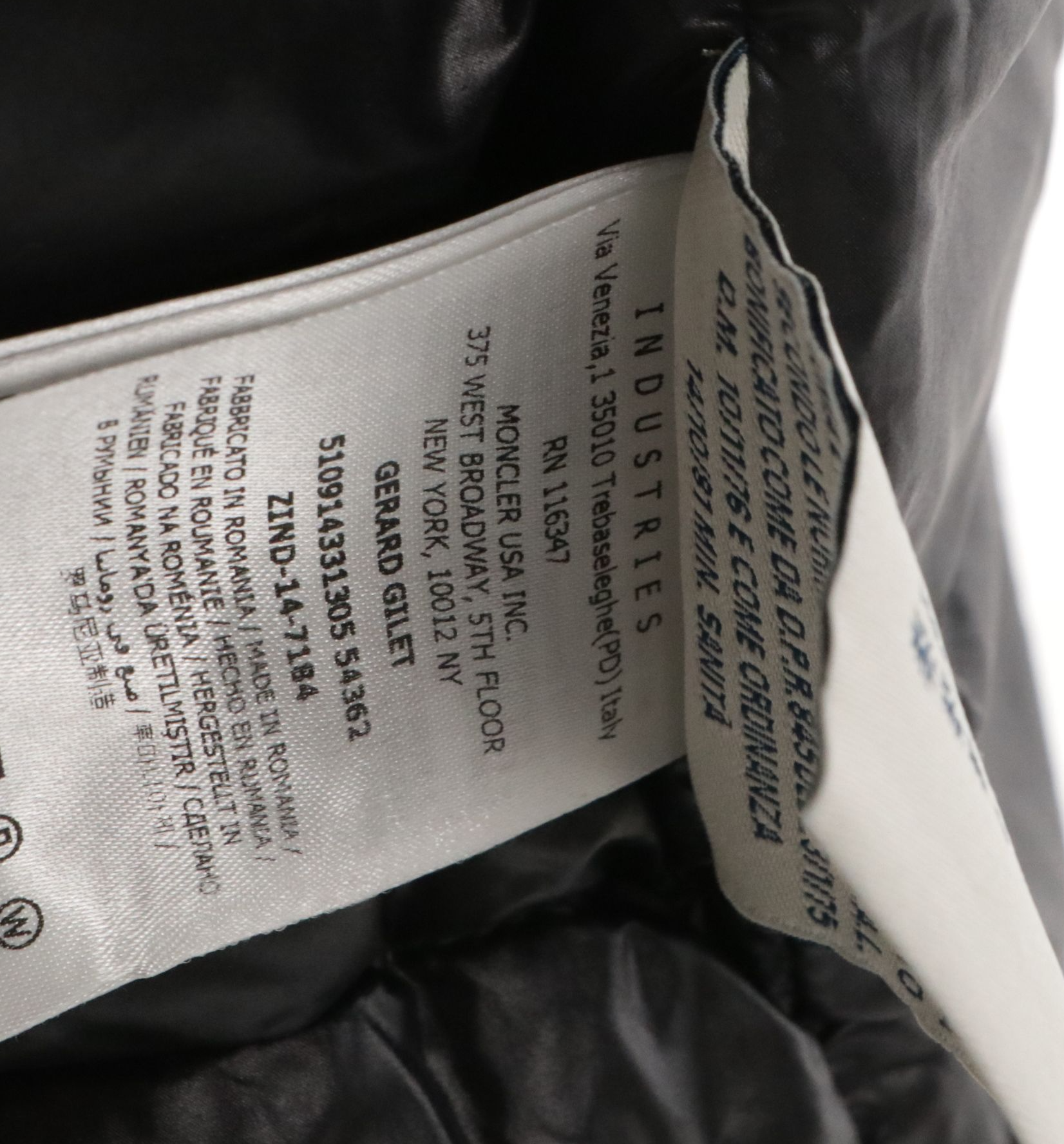 Moncler Gerard Down Zip Vest in Quilted Black Cotton