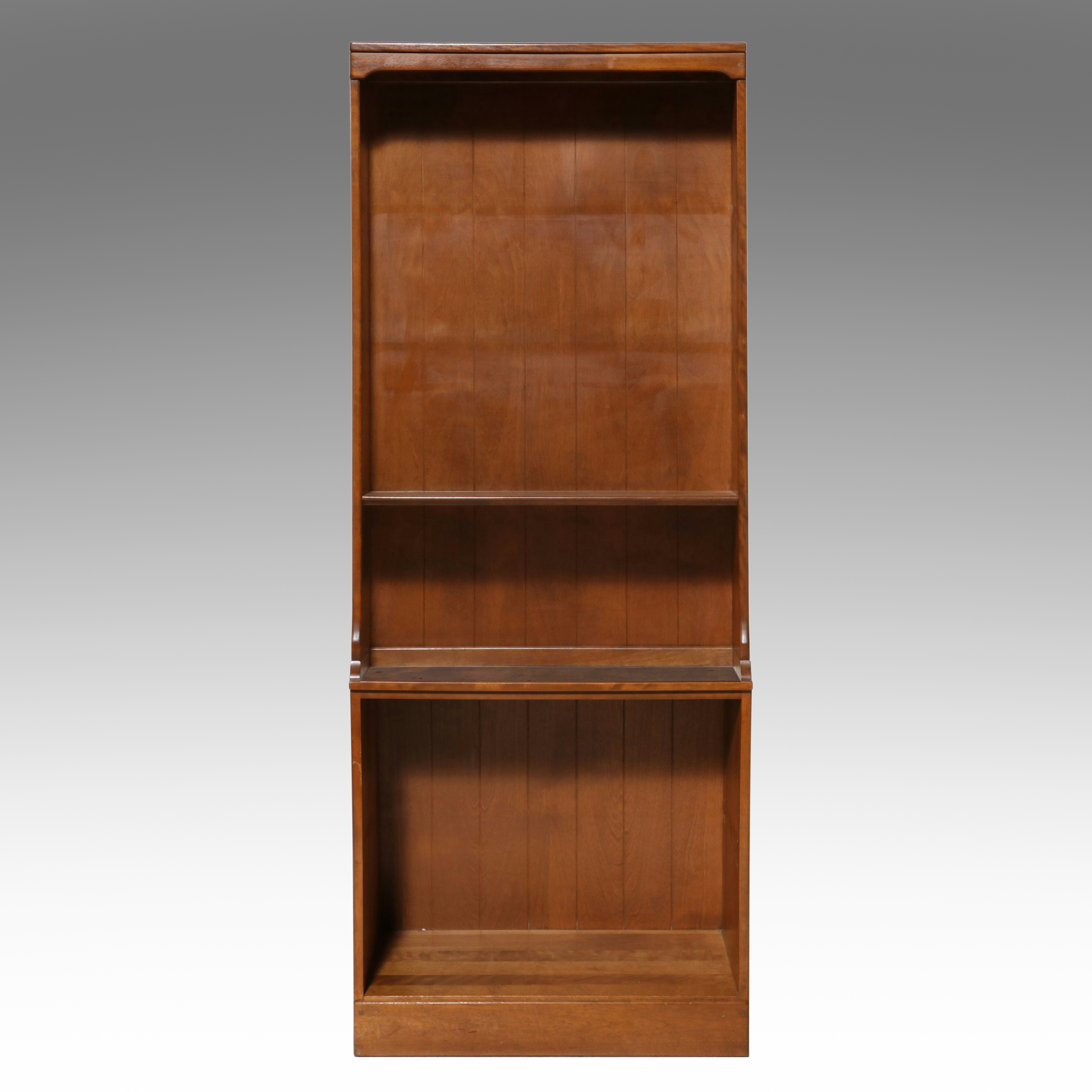 Ethan Allen Baumritter Birch Two-Piece Open Hutch Bookcase, Mid to Late 20th C.