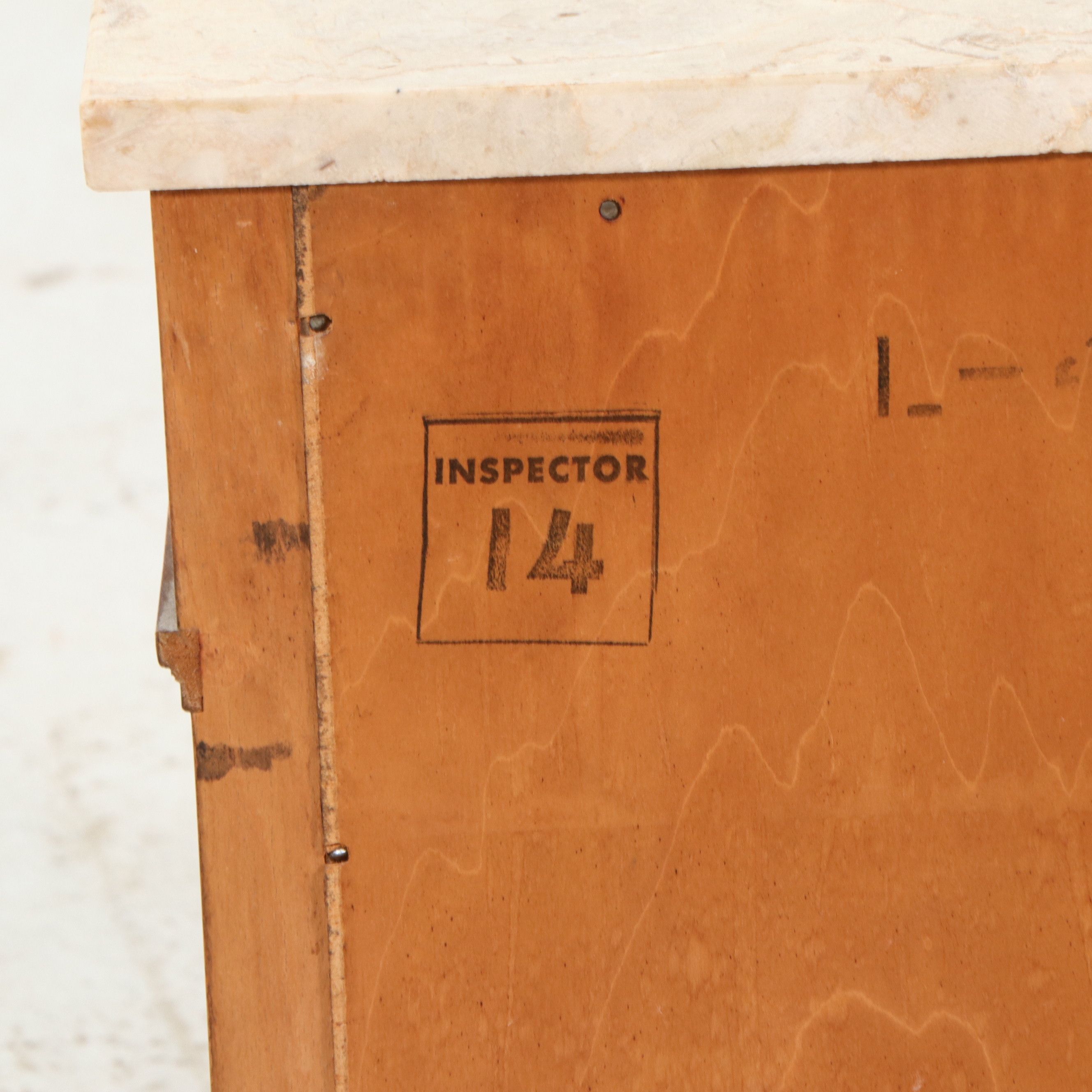 Pair of Neoclassical Style Marble-Top Fruitwood Nightstands, Mid to Late 20th C.
