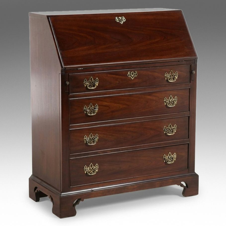 Thomasville Chippendale Style Mahogany Slant-Front Desk, Late 20th Century