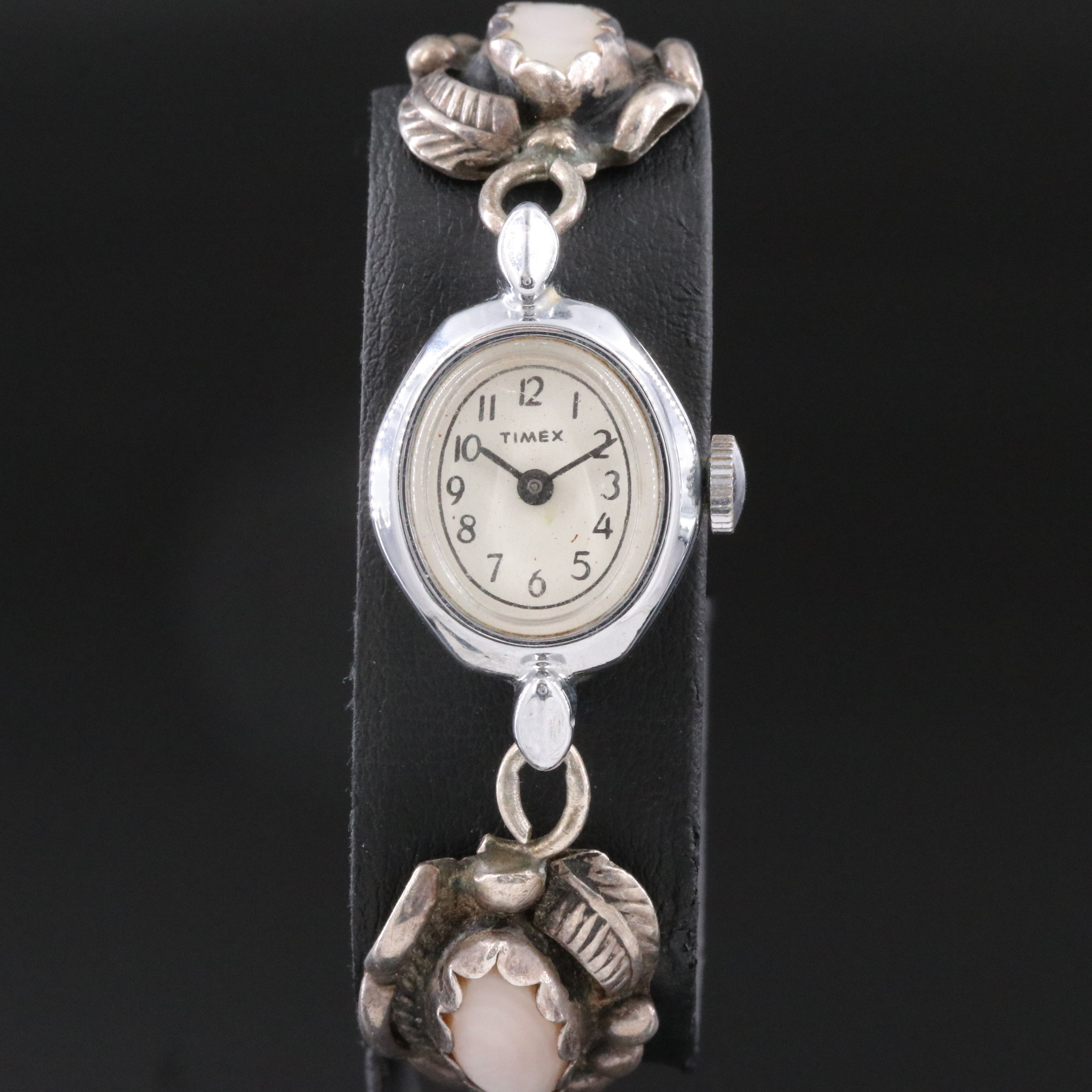 Timex Mother-of-Pearl and Sterling Stem Wind Watch