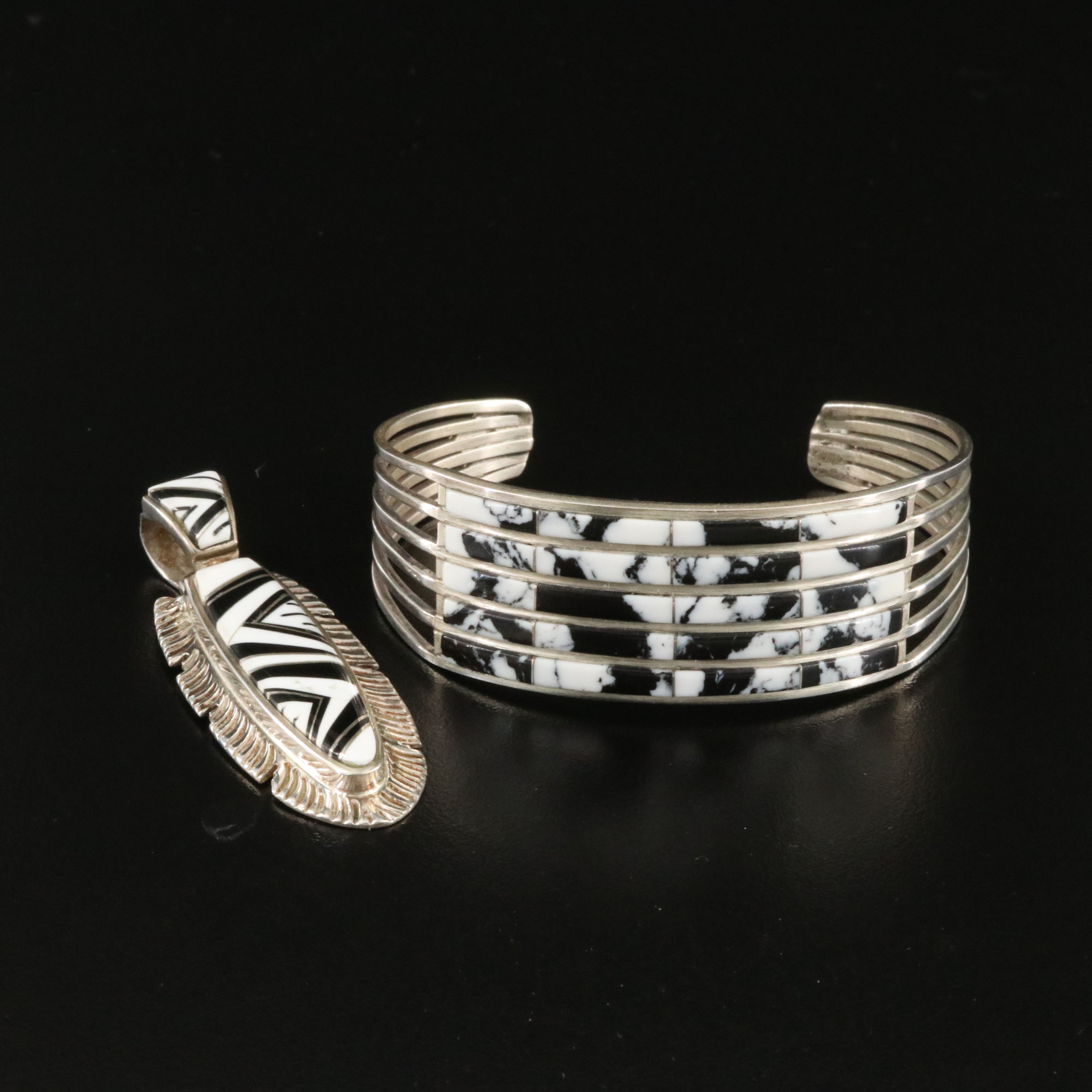 James Lee Navajo Diné Sterling Pendant with Southwestern Bracelet